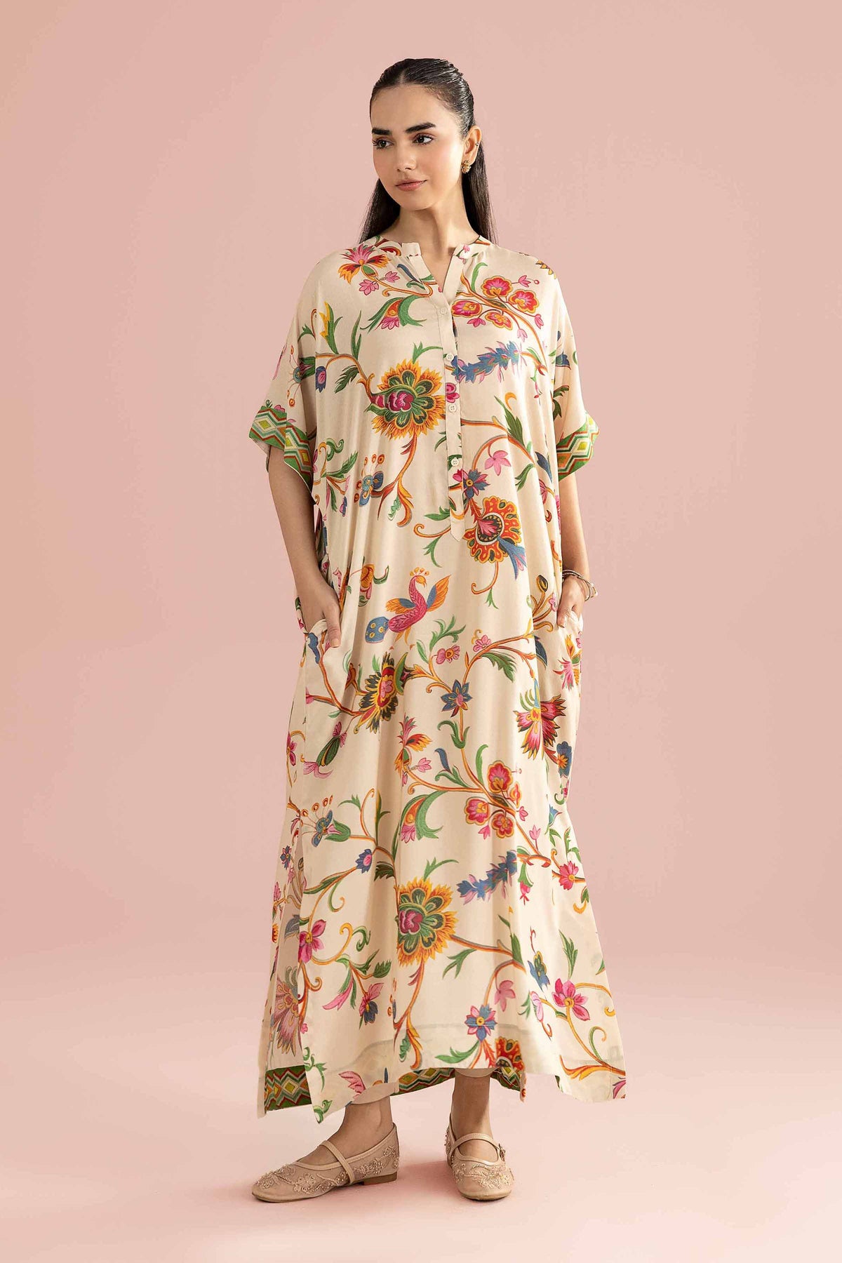 Printed Shirt - AS26-36 Beige Dobby 1PC Printed Nishat Australia
