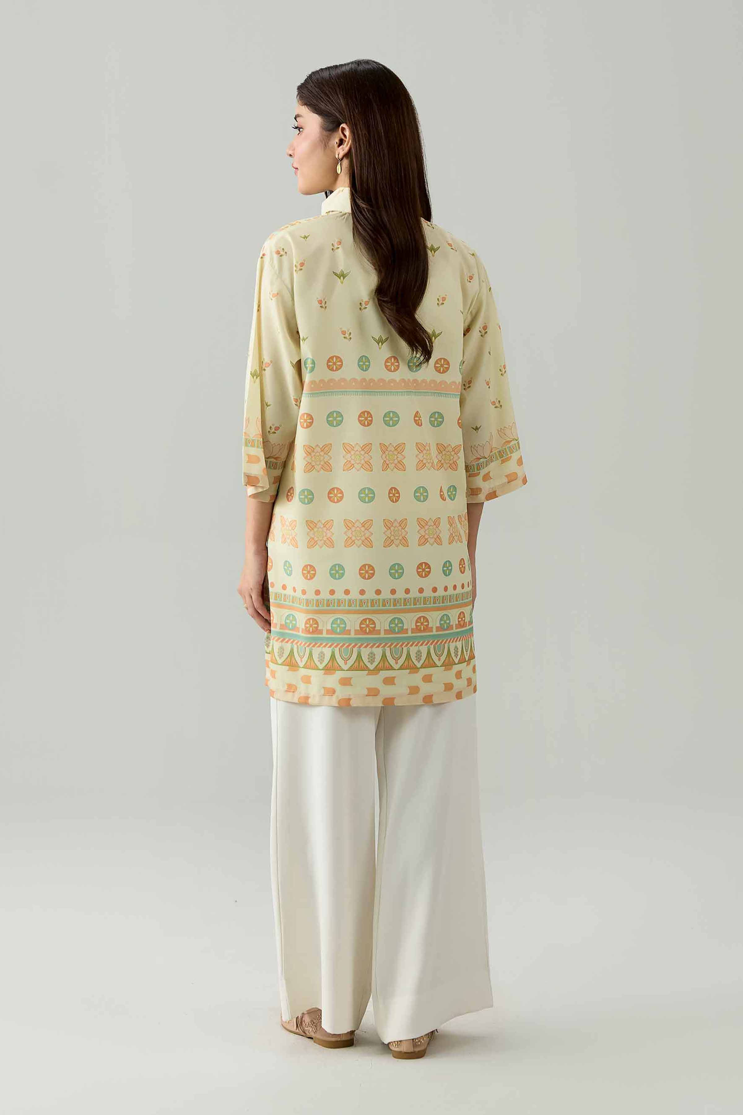 Printed Tunic - AS26-76 Beige Silk 1PC Printed Nishat Australia