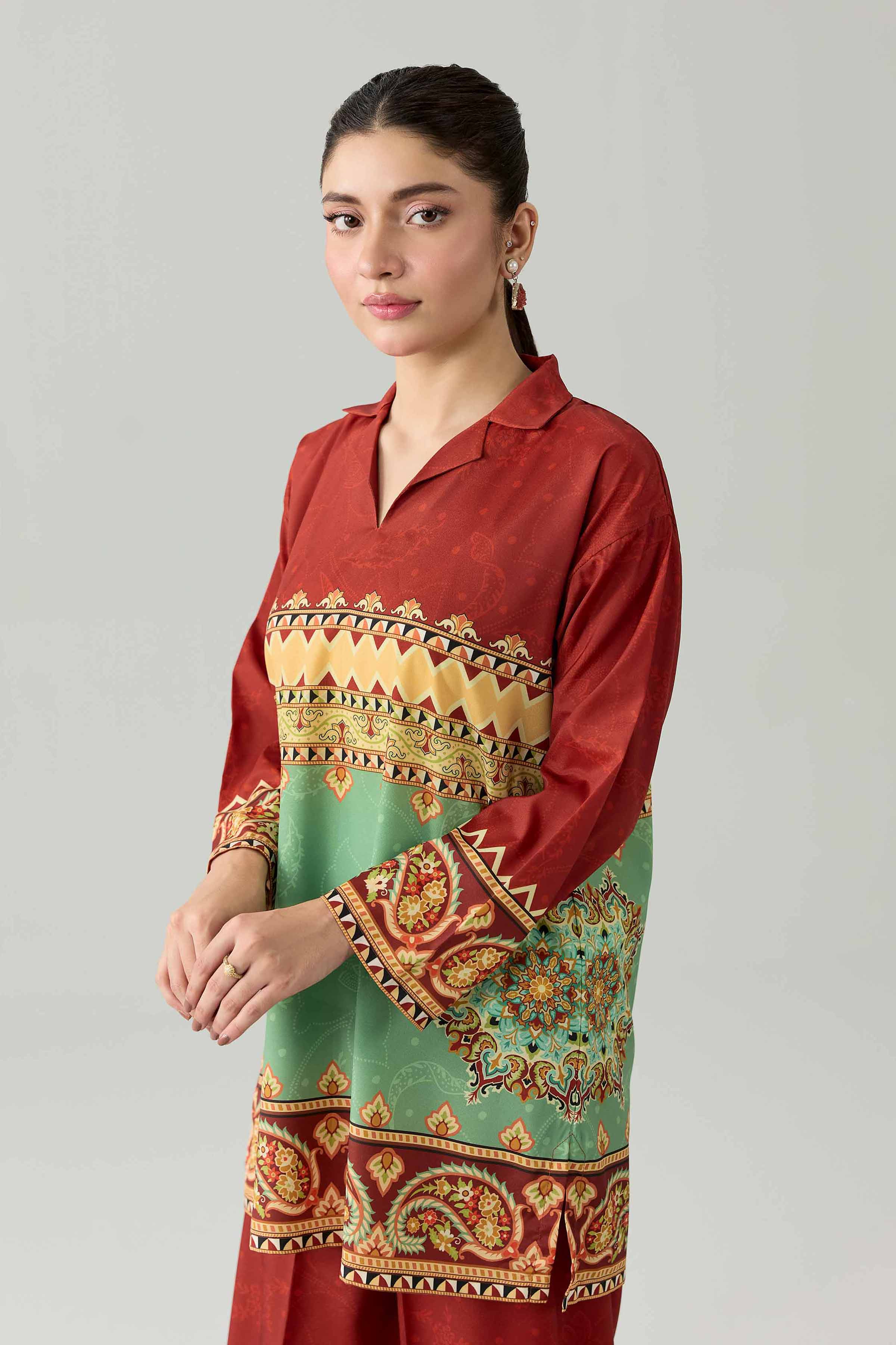 2 Piece - Printed Suit - AS26-77 Red Silk 2PC Printed Nishat Australia