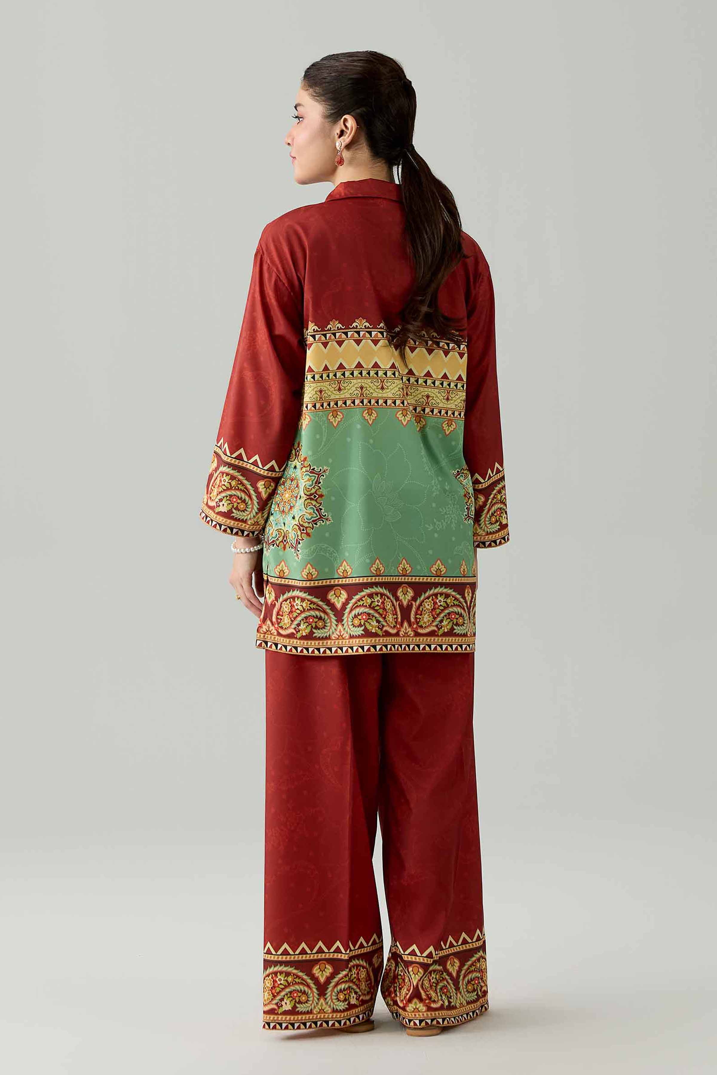 2 Piece - Printed Suit - AS26-77 Red Silk 2PC Printed Nishat Australia