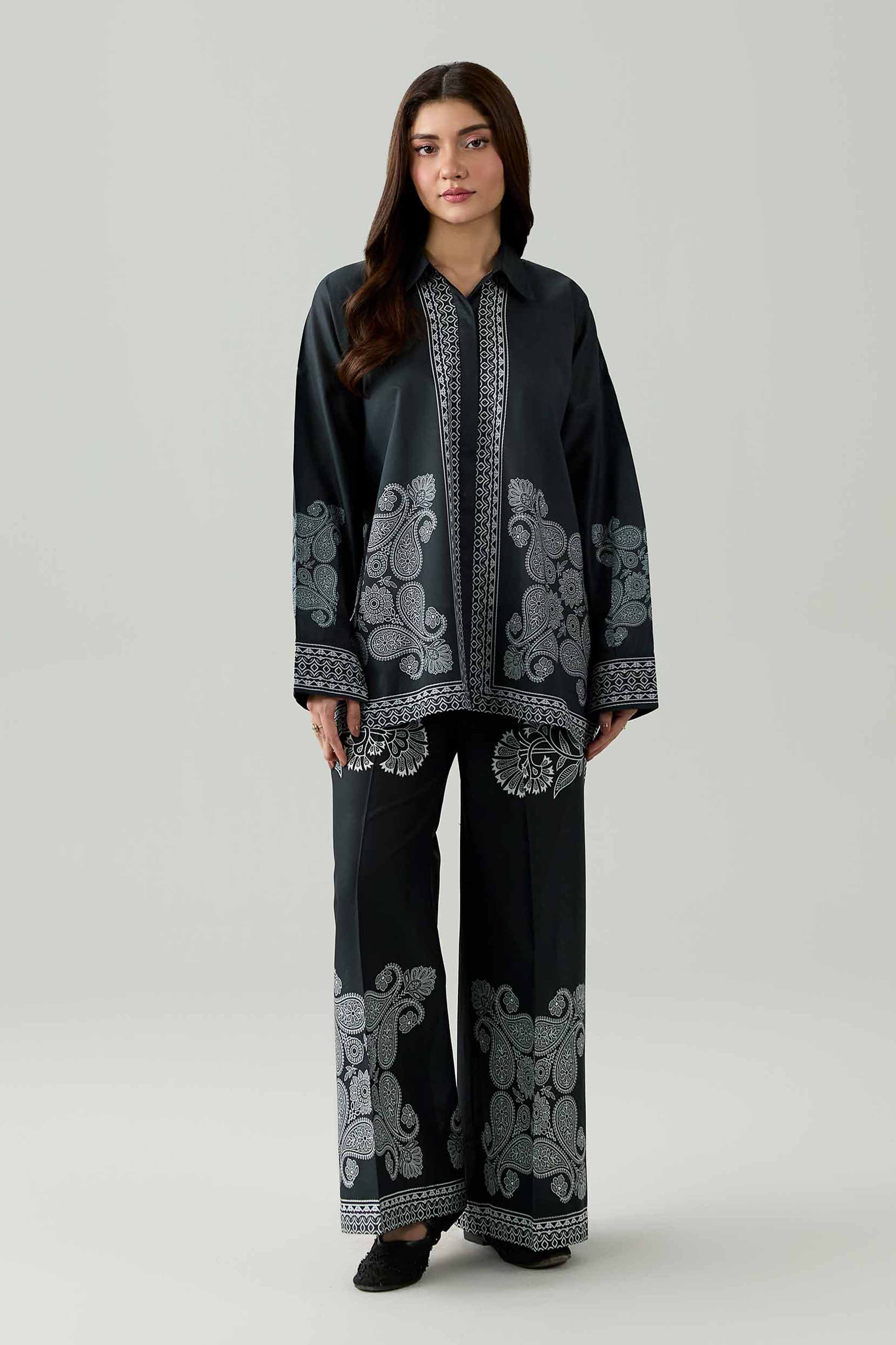 2 Piece - Printed Suit - AS26-80 Black Cambric 2PC Printed Nishat Australia