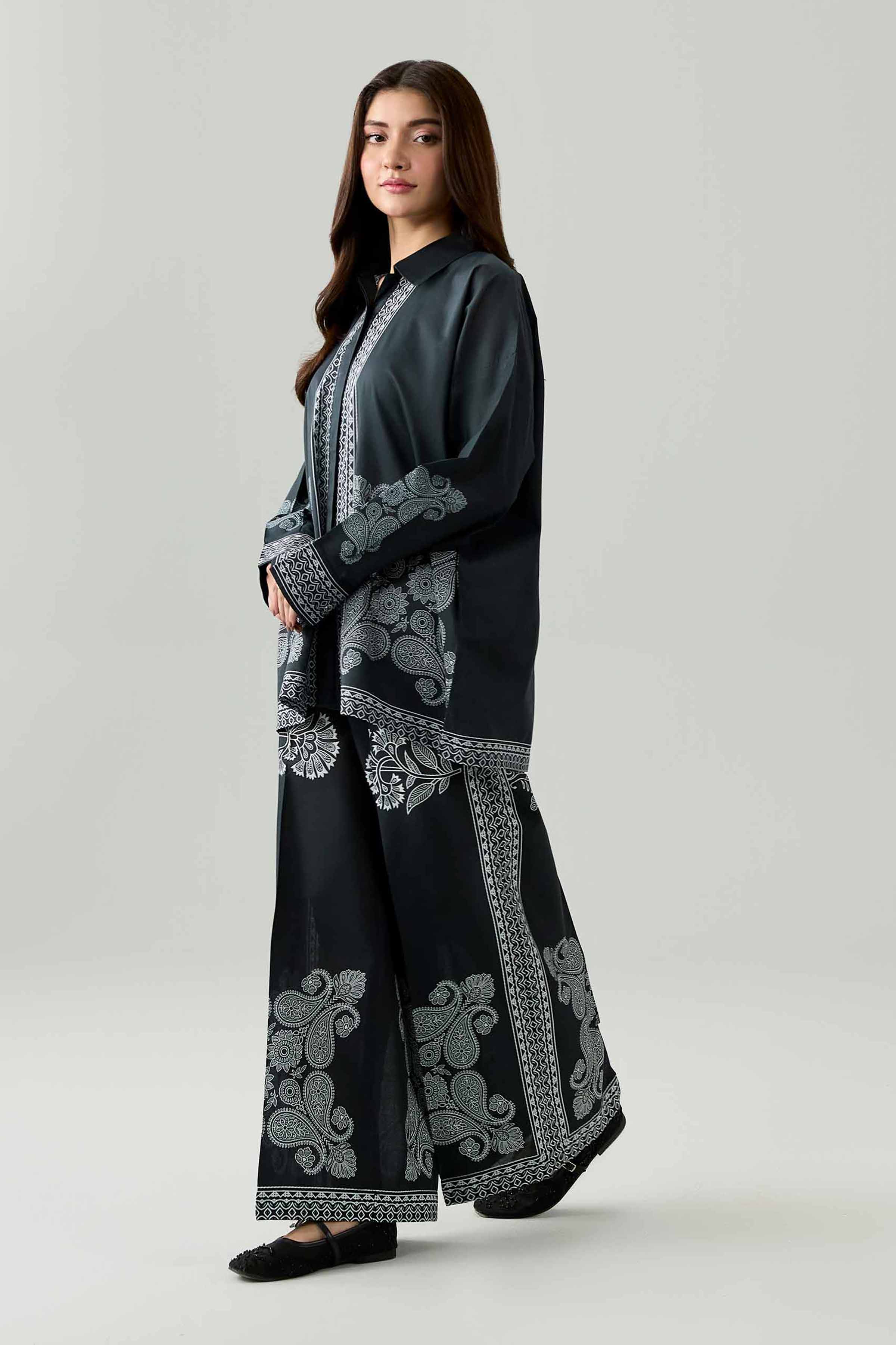 2 Piece - Printed Suit - AS26-80 Black Cambric 2PC Printed Nishat Australia