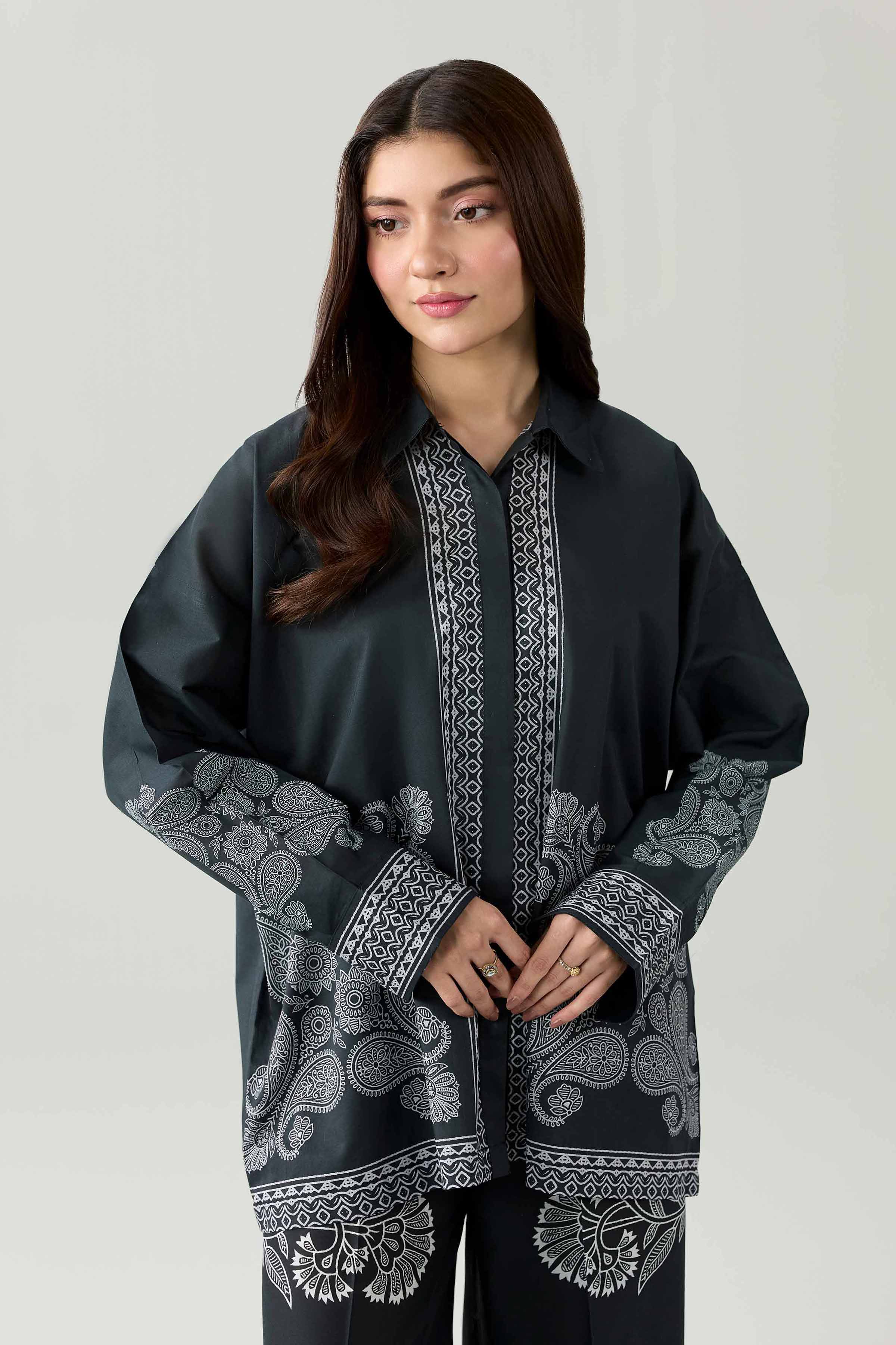 2 Piece - Printed Suit - AS26-80 Black Cambric 2PC Printed Nishat Australia