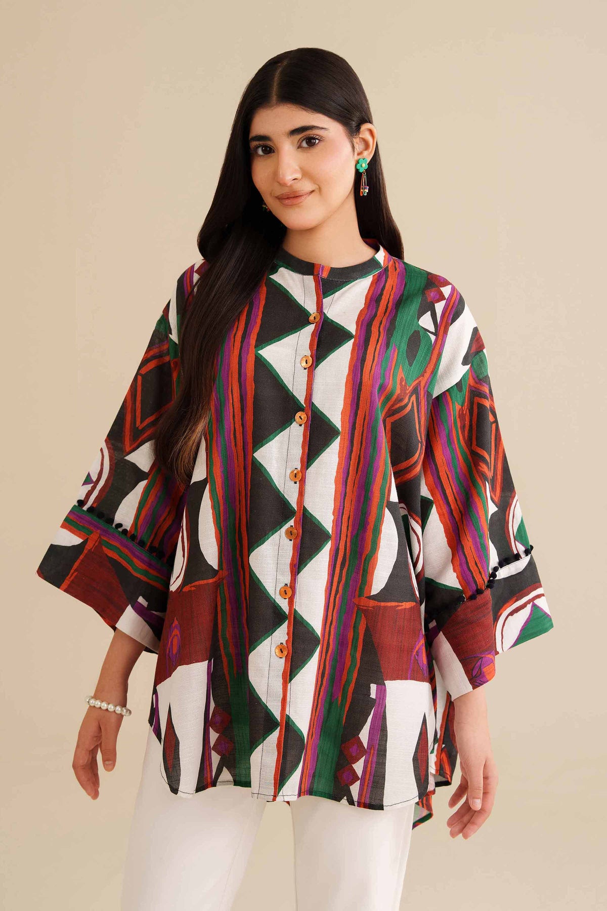 Printed Tunic - AW25-03 Black Khaddar 1PC Printed Nishat Australia