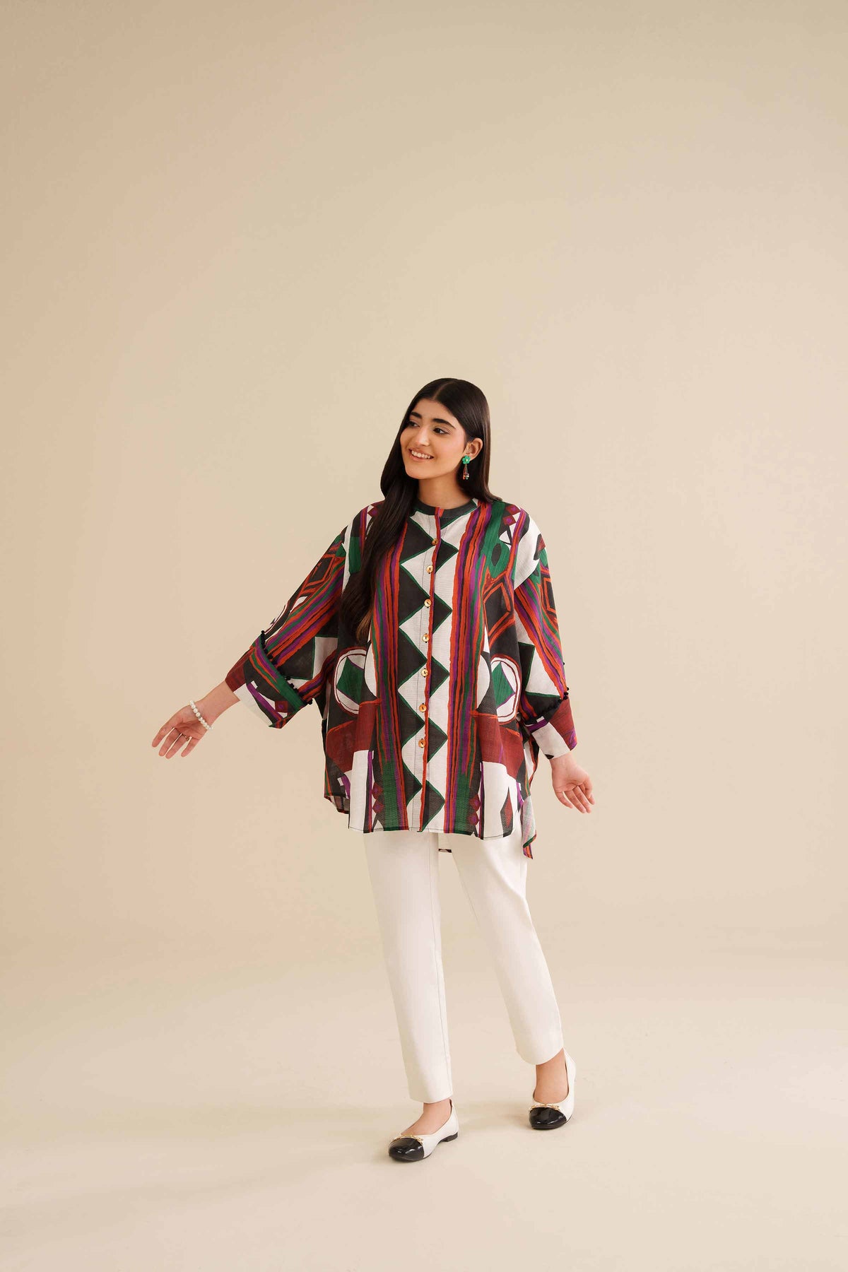 Printed Tunic - AW25-03 Black Khaddar 1PC Printed Nishat Australia