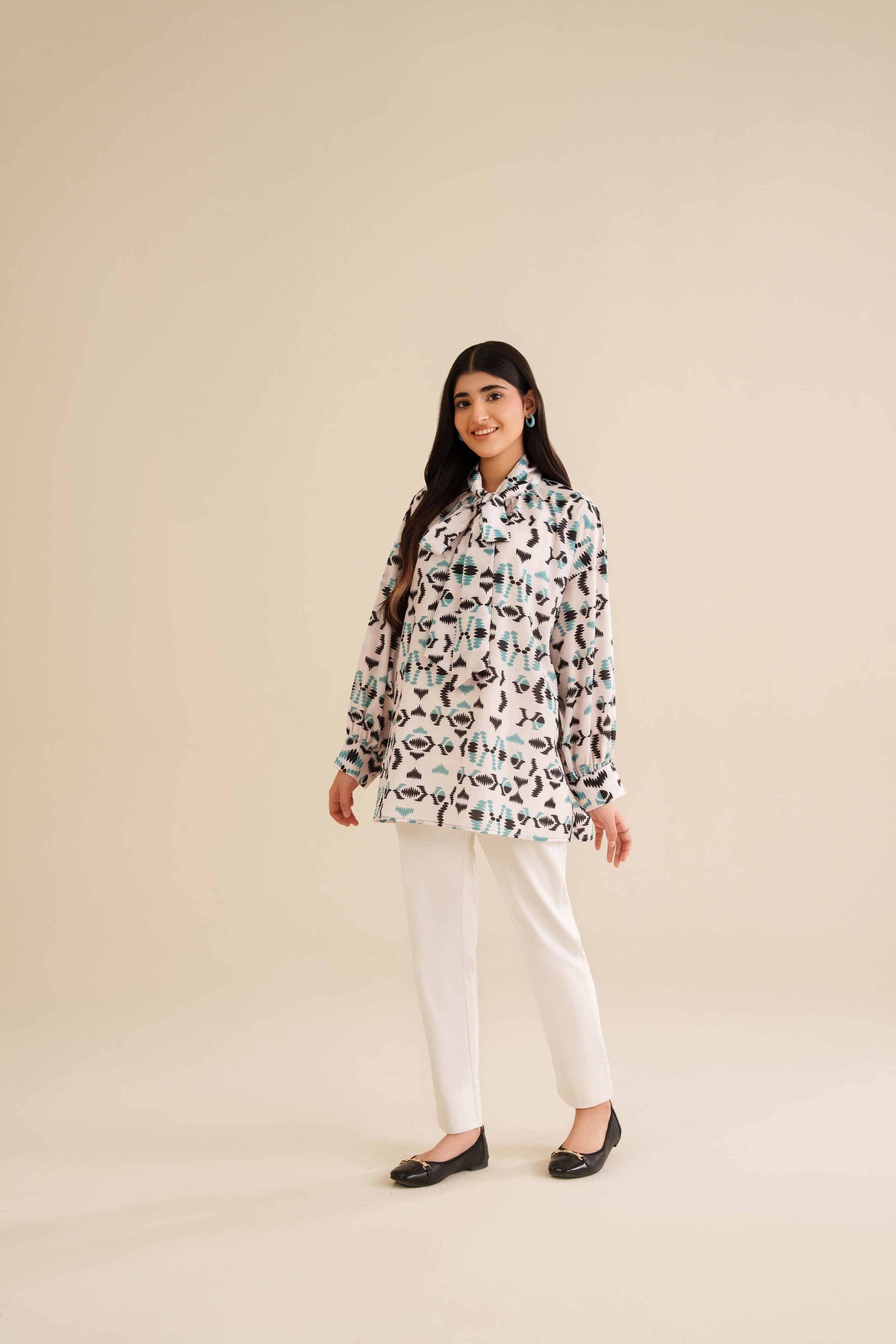Printed Tunic - AW25-04 White Silk 1PC Printed Nishat Australia