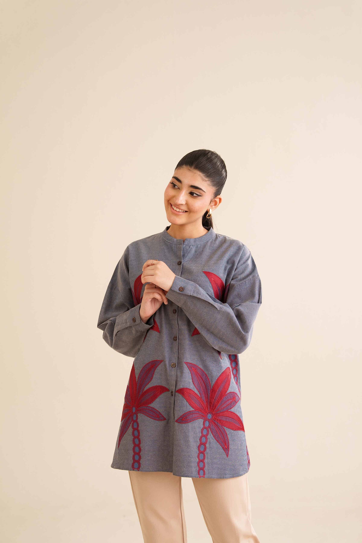 Embroidered Tunic - AW25-05 Blue Silk 1PC Embroidered Nishat Australia
