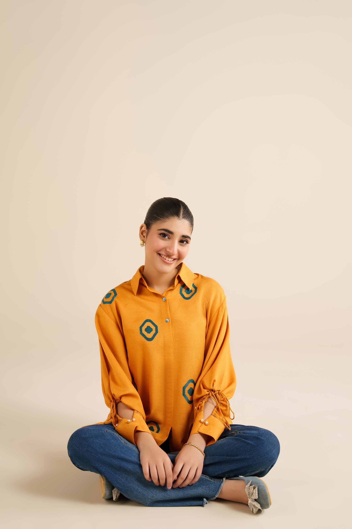 Embroidered Tunic - AW25-06 Yellow Karandi 1PC Embroidered Nishat Australia