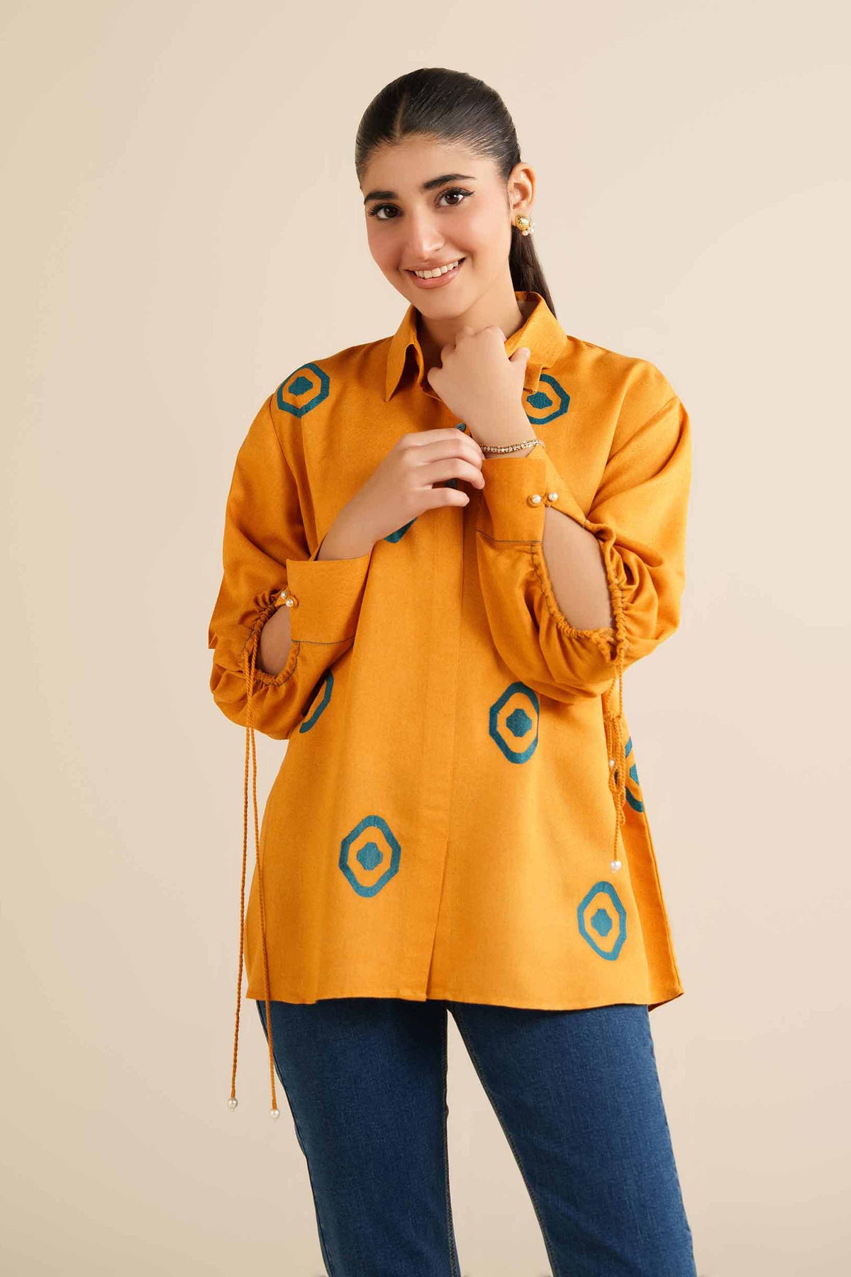Embroidered Tunic - AW25-06 Yellow Karandi 1PC Embroidered Nishat Australia