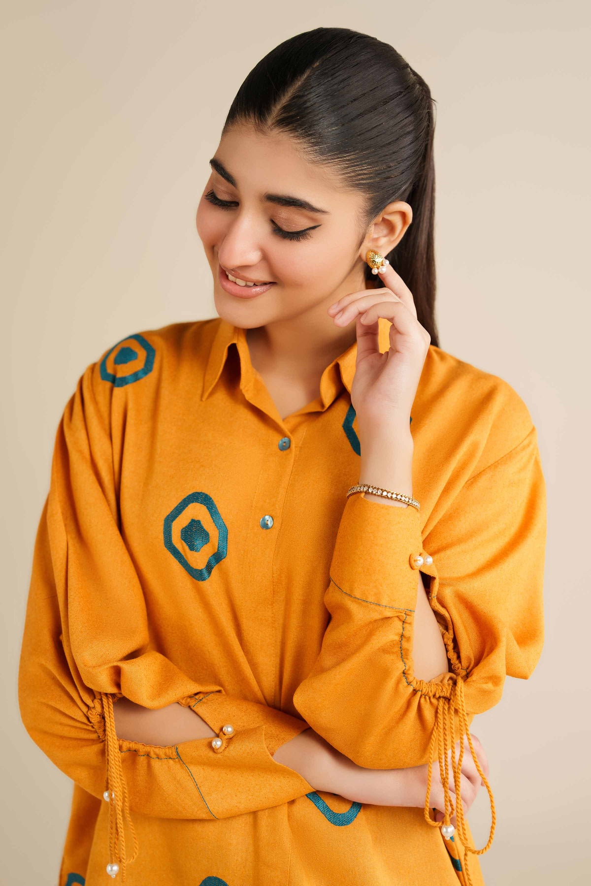 Embroidered Tunic - AW25-06 Yellow Karandi 1PC Embroidered Nishat Australia