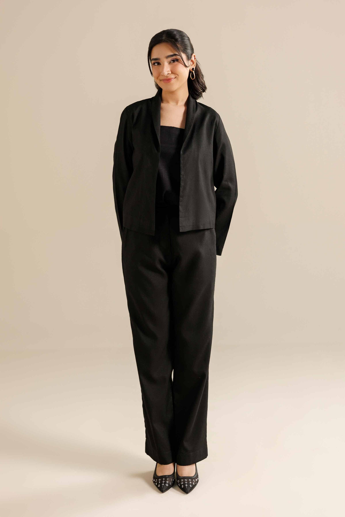 2 Piece - Embroidered Suit - AW25-10 Black Cotton 2PC Embroidered Nishat Australia