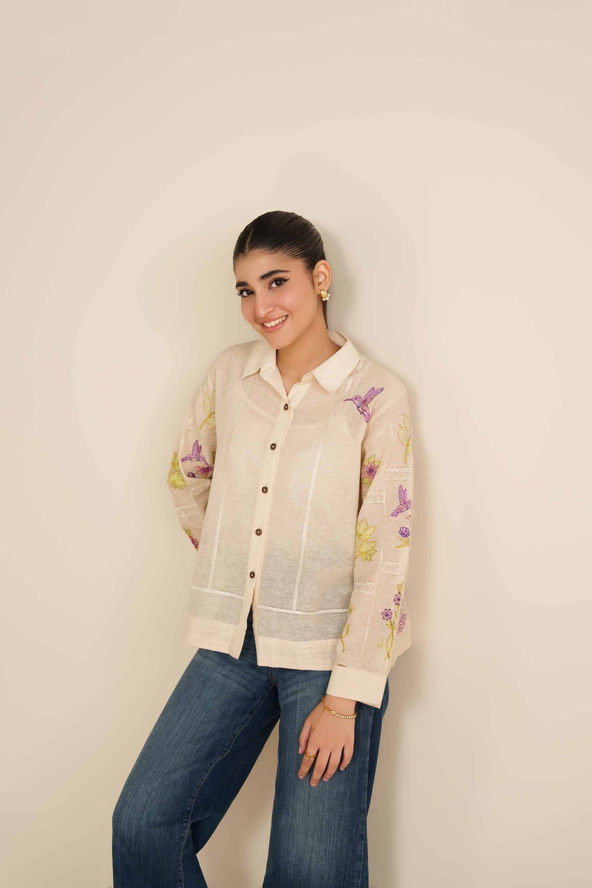 Embroidered Tunic - AW25-14 Red Cotton 1PC Embroidered Nishat Australia