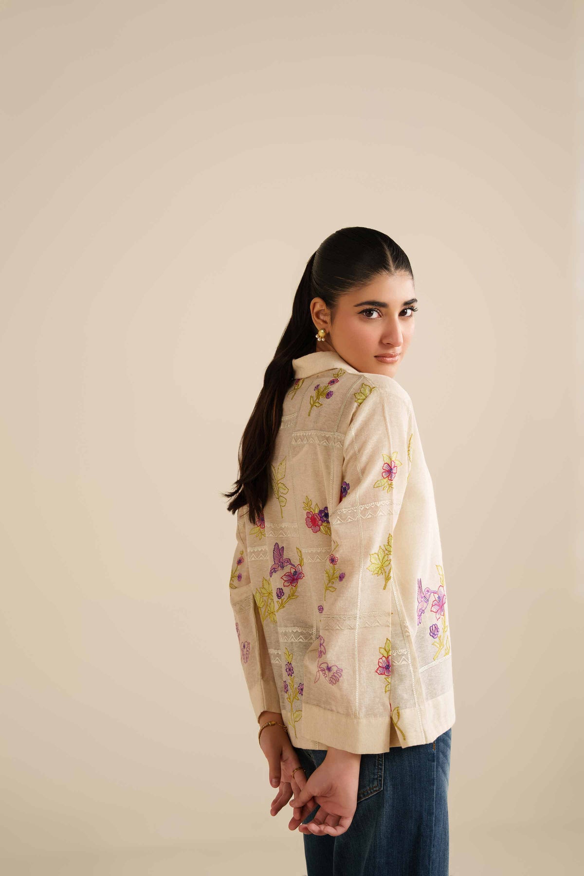 Embroidered Tunic - AW25-14 Red Cotton 1PC Embroidered Nishat Australia