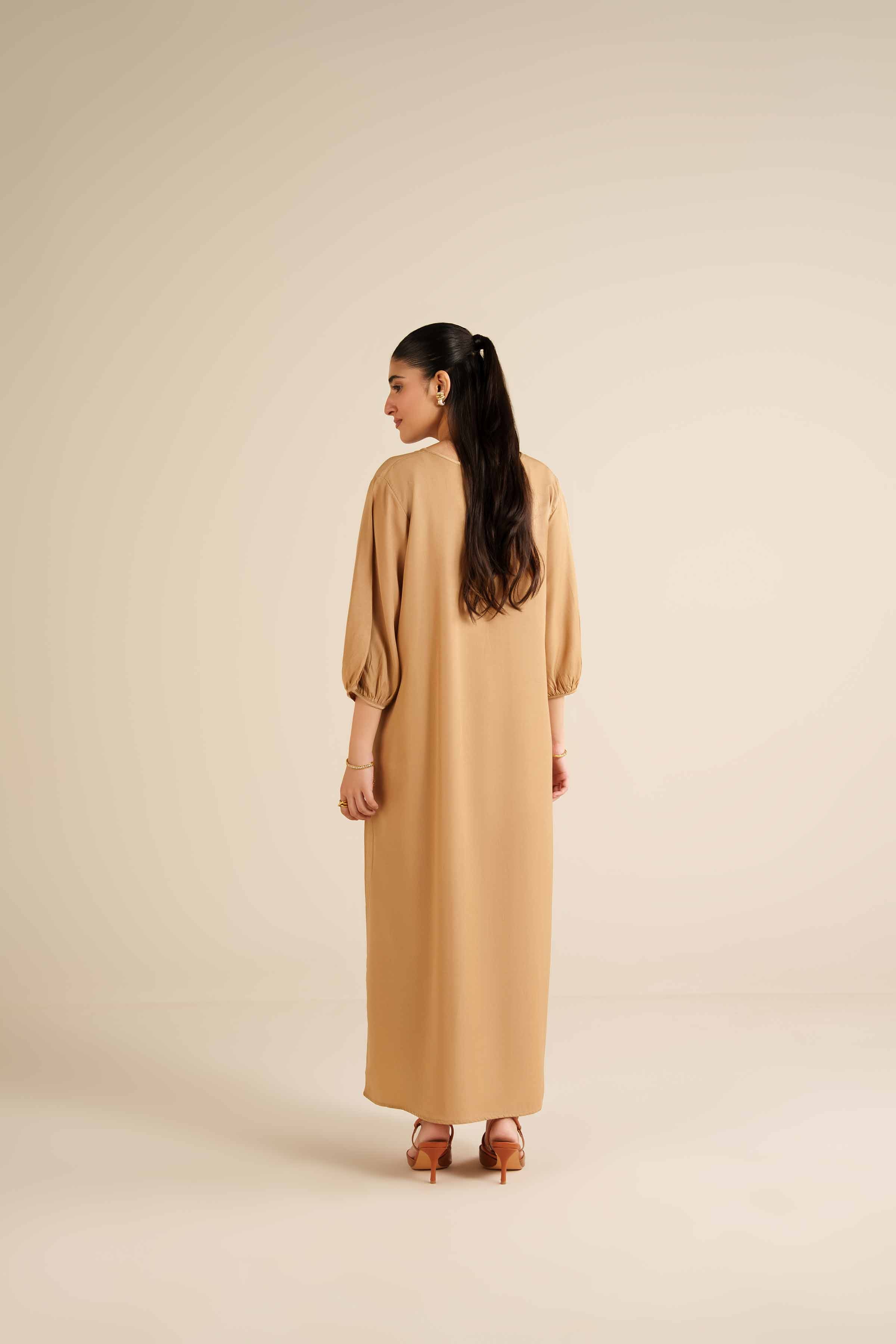 Basic Dress - AW25-15 READY TO WEAR Beige Twill 1PC Solids