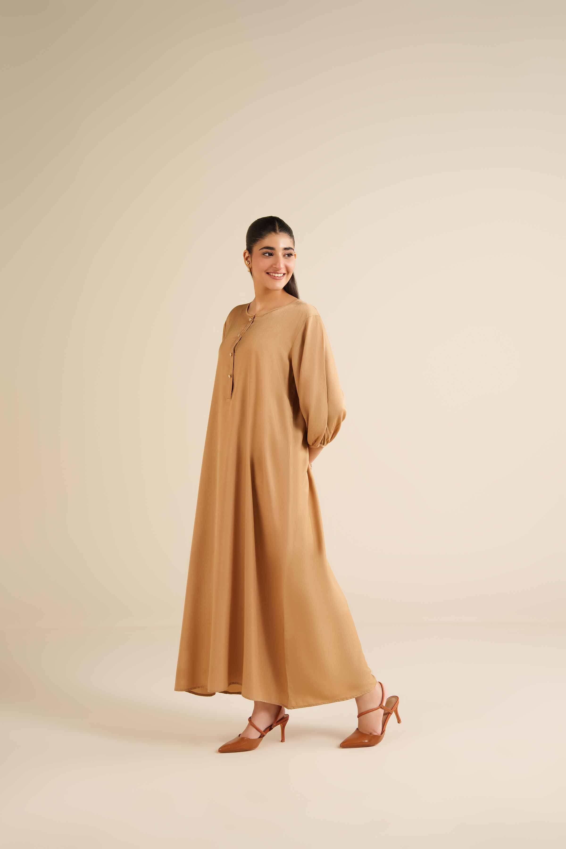 Basic Dress - AW25-15 READY TO WEAR Beige Twill 1PC Solids