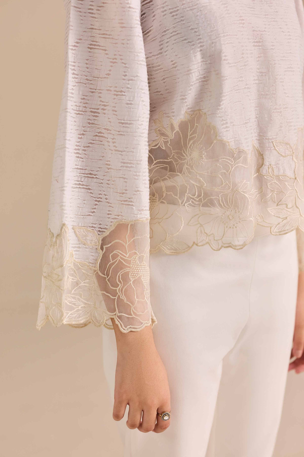 Embroidered Tunic - AW25-16 White Organza 1PC Embroidered Nishat Australia