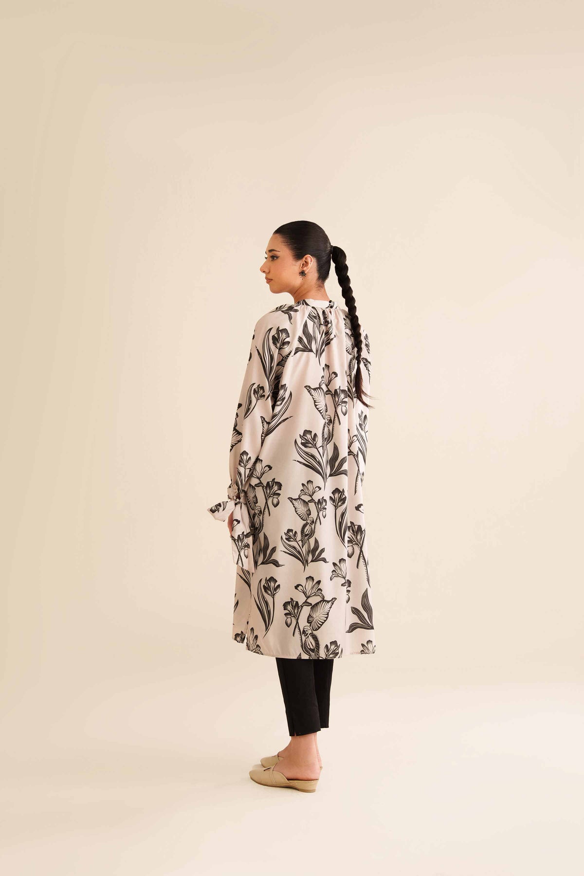 Printed Tunic - AW25-34 Beige Silk 1PC Printed Nishat Australia