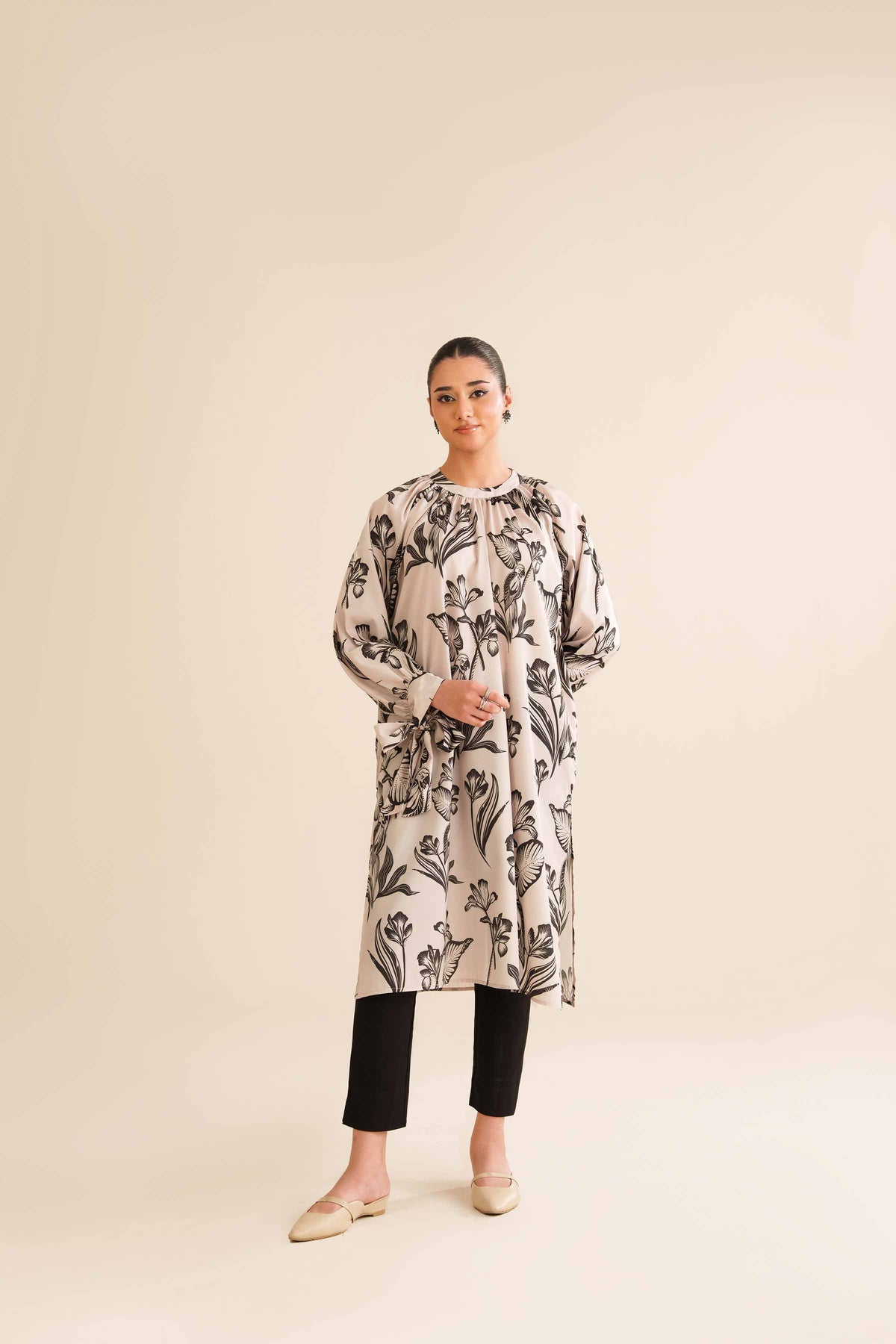 Printed Tunic - AW25-34 Beige Silk 1PC Printed Nishat Australia