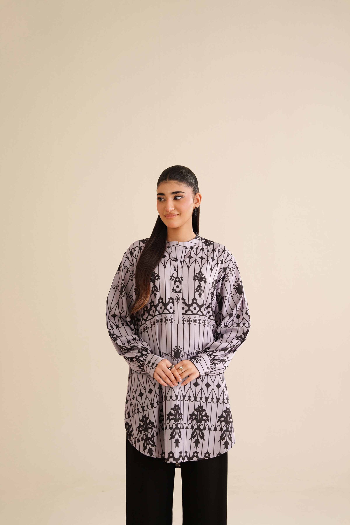 Printed Tunic - AW25-35 Purple Silk 1PC Printed Nishat Australia