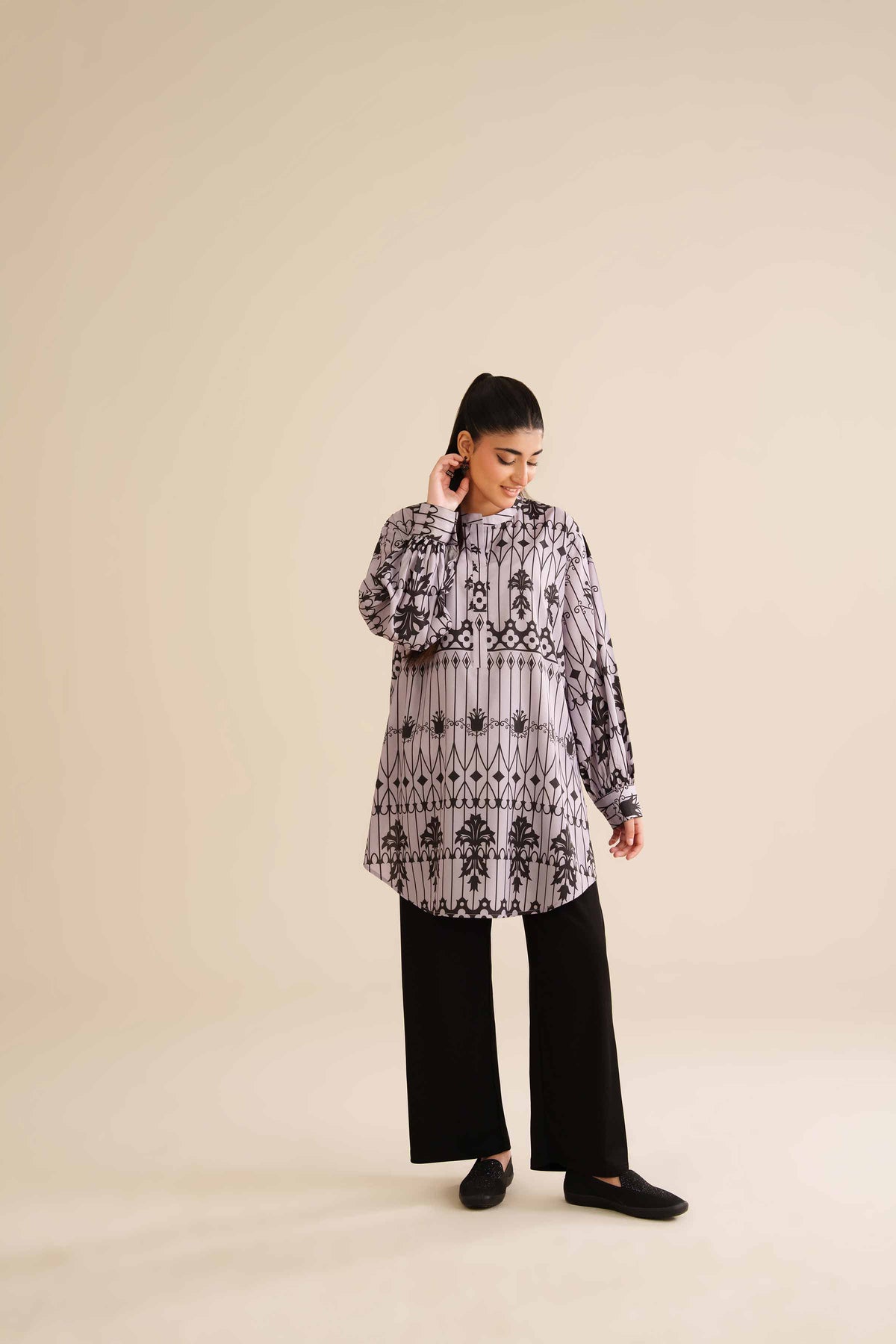 Printed Tunic - AW25-35 Purple Silk 1PC Printed Nishat Australia