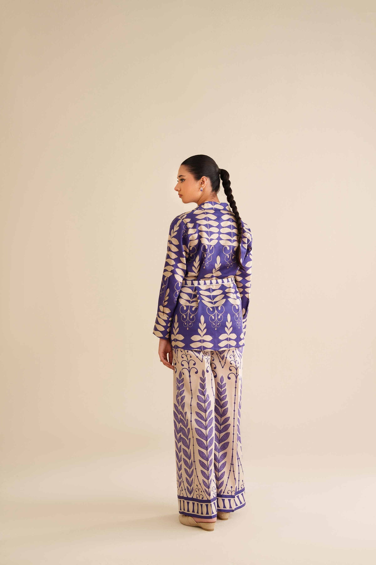 2 Piece - Printed Suit - AW25-39 Blue Satin 2PC Printed Nishat Australia