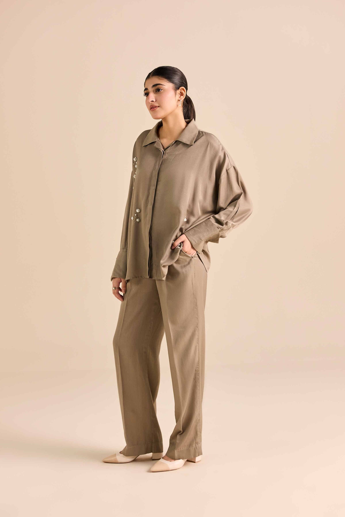 2 Piece - Basic Suit - AW25-46 Grey Mix Fabric 2PC Solids Nishat Australia