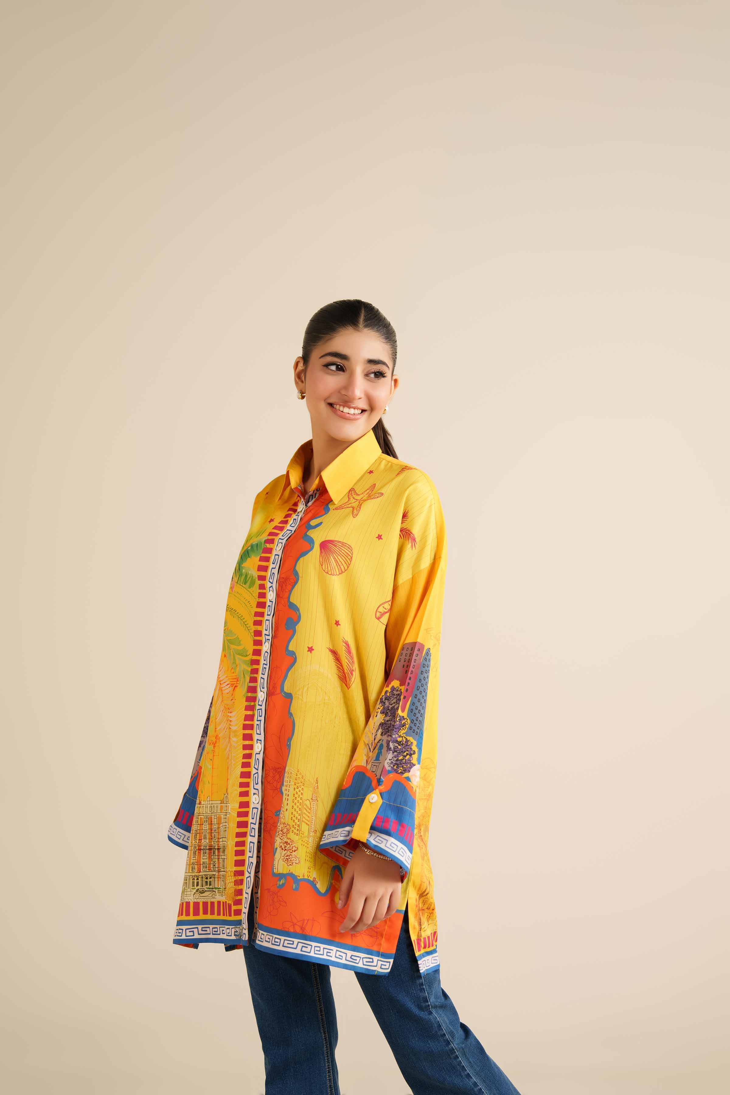 Printed Tunic - AW25-54 READY TO WEAR Yellow Silk 1 Piece Printed