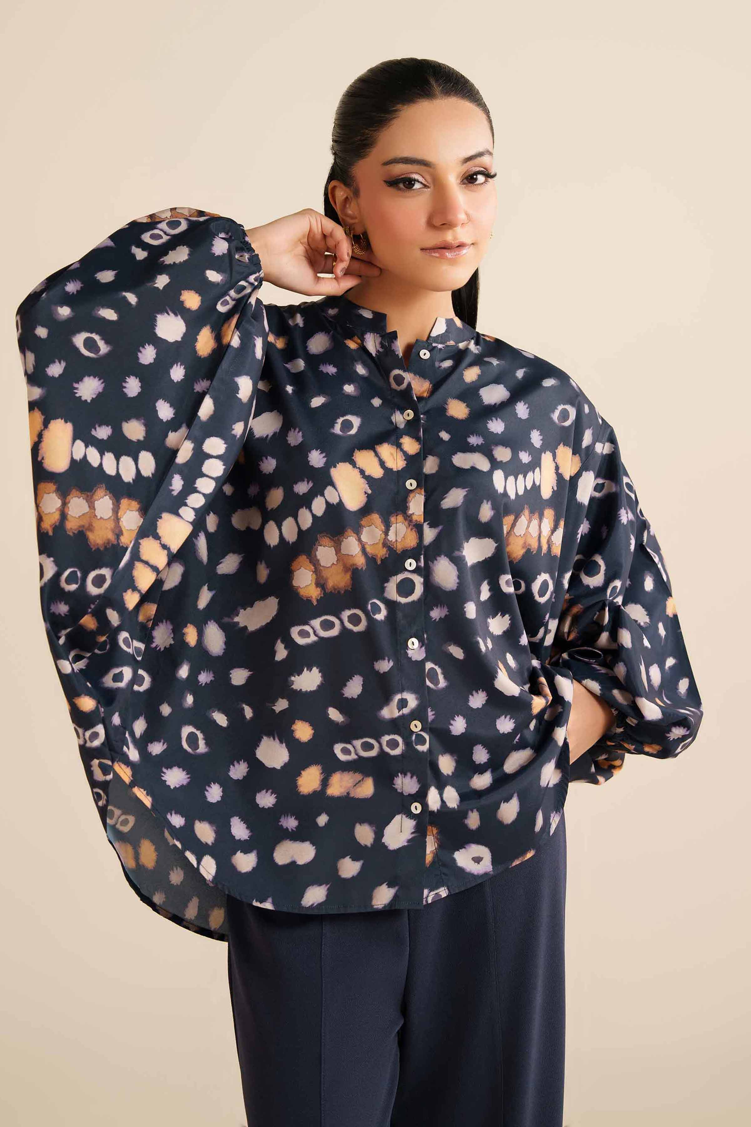 Printed Tunic - AW25-56 READY TO WEAR Blue Silk 1 Piece Printed