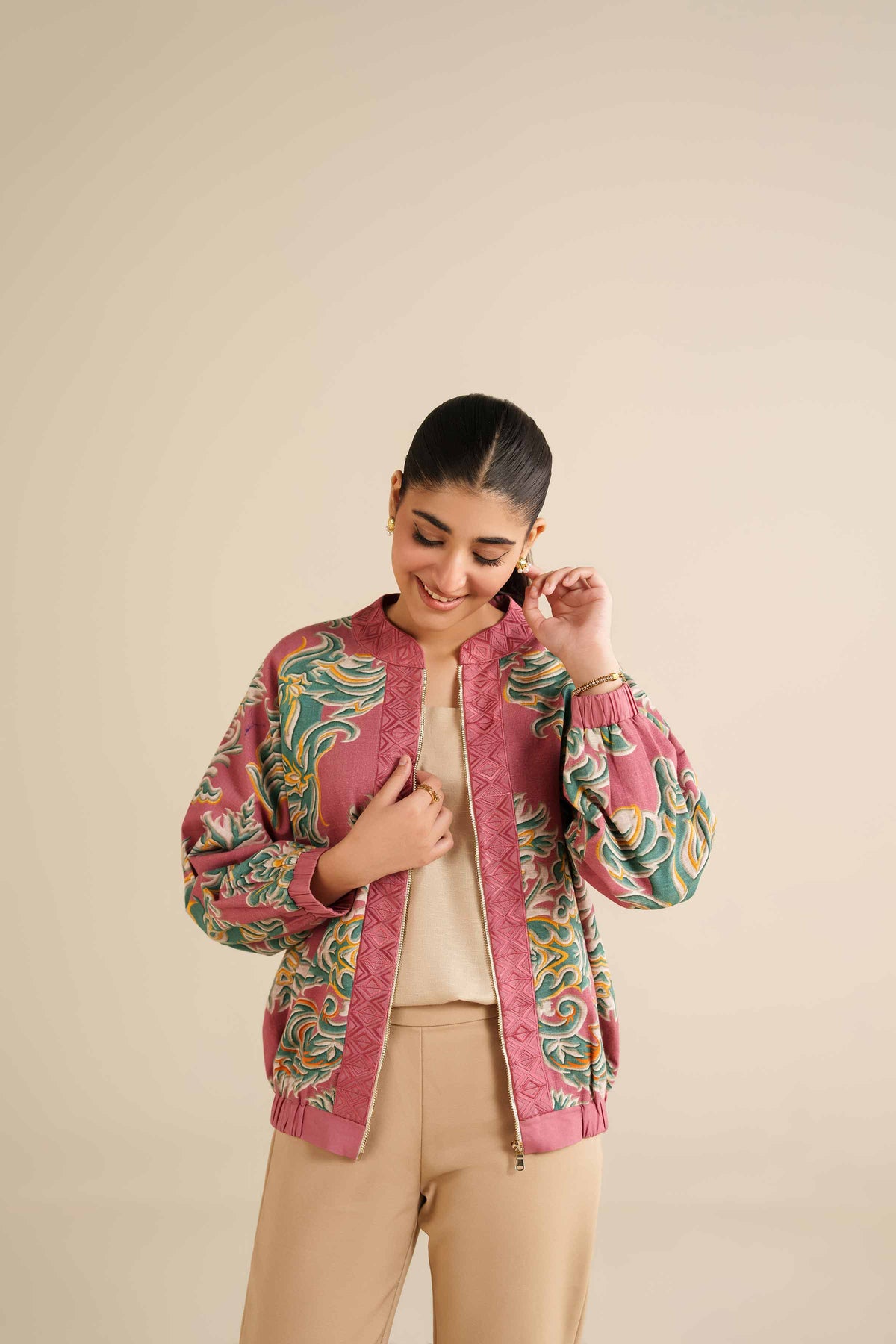 Printed Dress - AW25-57 Pink Khaddar 1PC Printed Nishat Australia