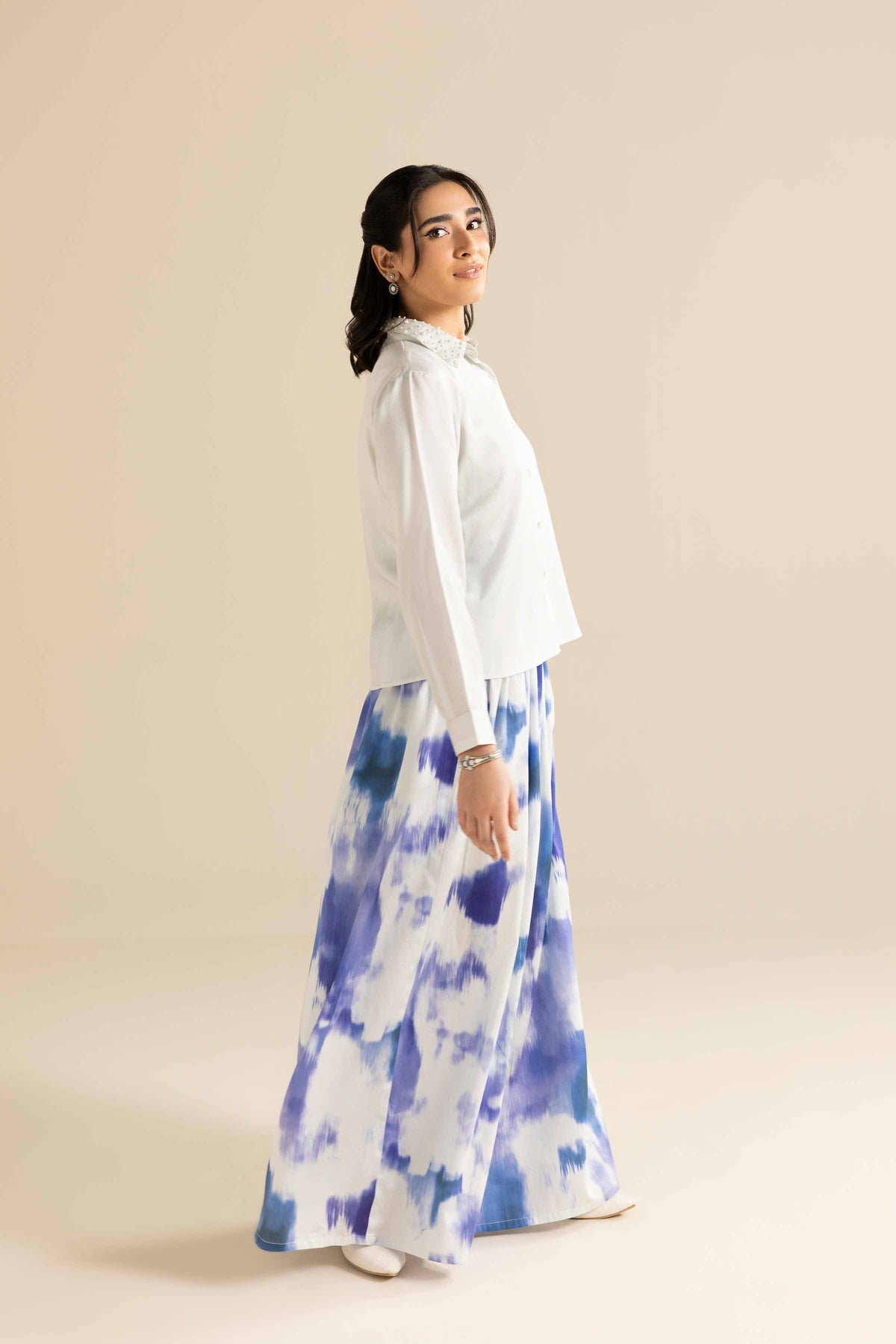 2 Piece - Printed Suit - AW25-59 Blue Satin 2PC Printed Nishat Australia