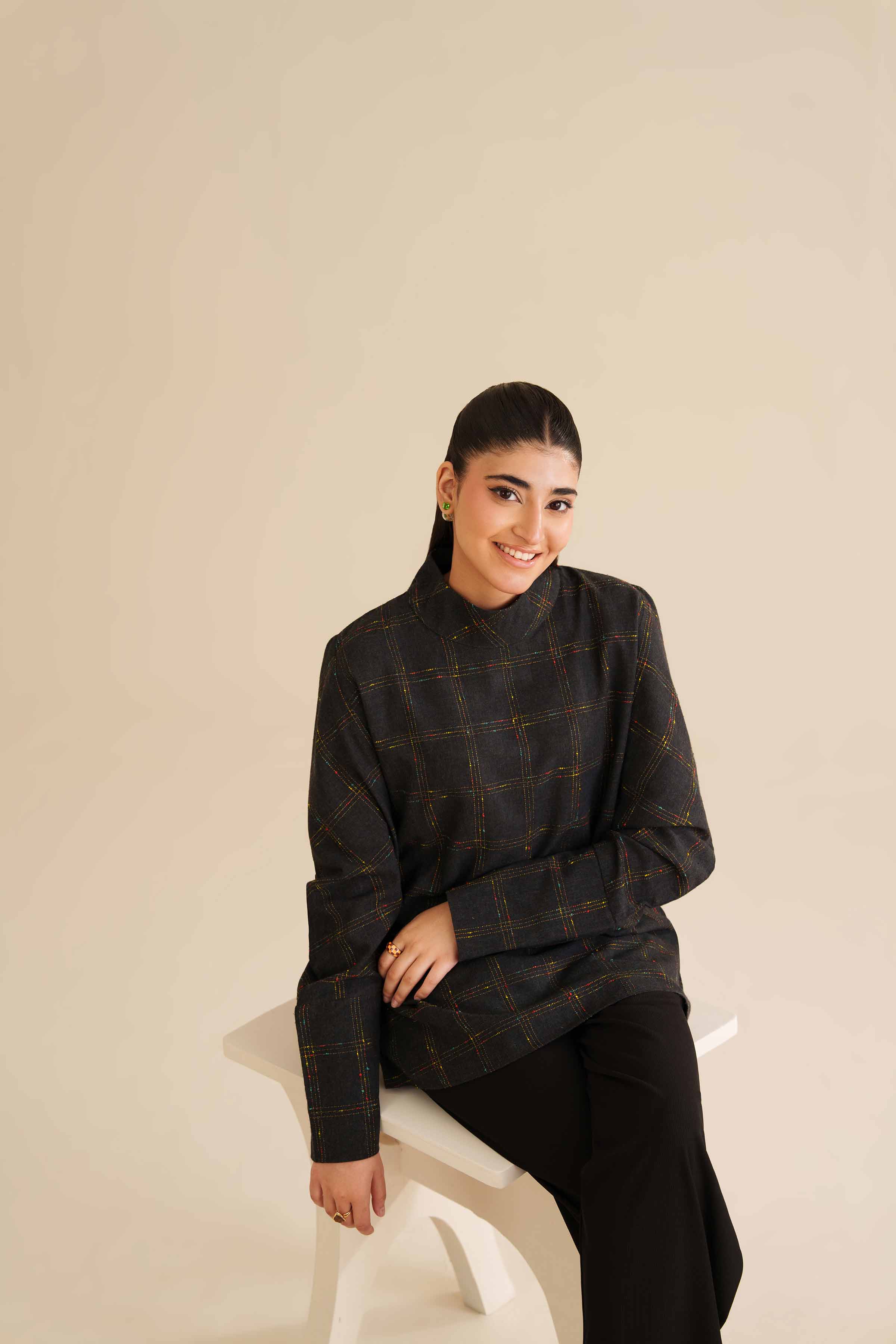 Basic Tunic - AW25-11 READY TO WEAR Black Karandi 1 Piece Solids