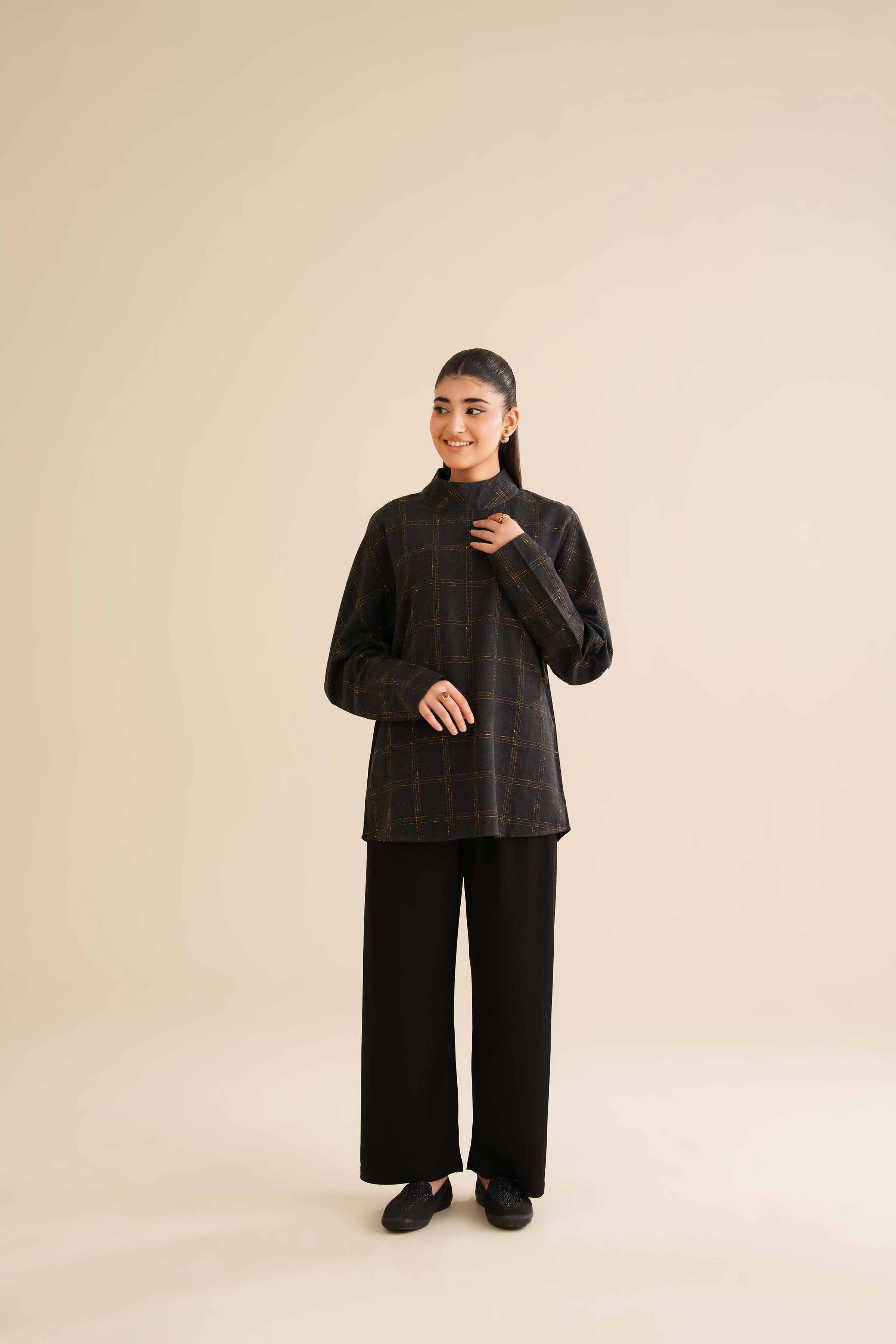 Basic Tunic - AW25-11 READY TO WEAR Black Karandi 1 Piece Solids
