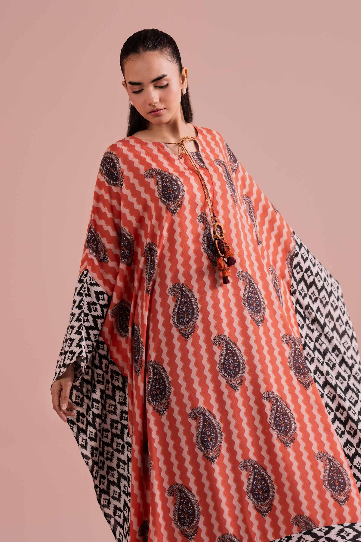 Printed Kaftan - FE26-33 Multi Dobby 1PC Printed