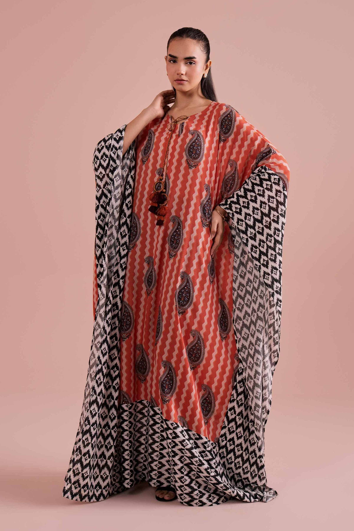 Printed Kaftan - FE26-33 Multi Dobby 1PC Printed