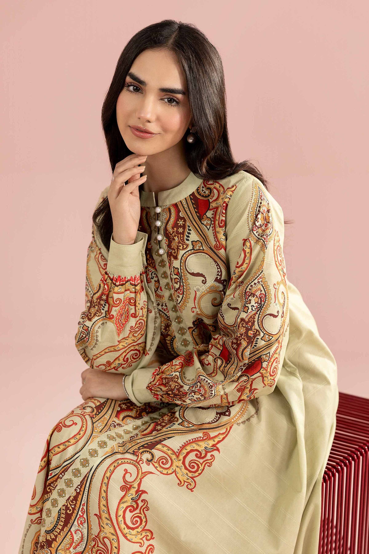 Printed Dress - FE26-45 Green Lawn 1PC Printed