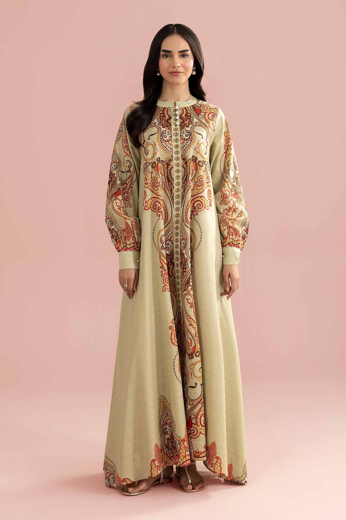 Printed Dress - FE26-45 Green Lawn 1PC Printed