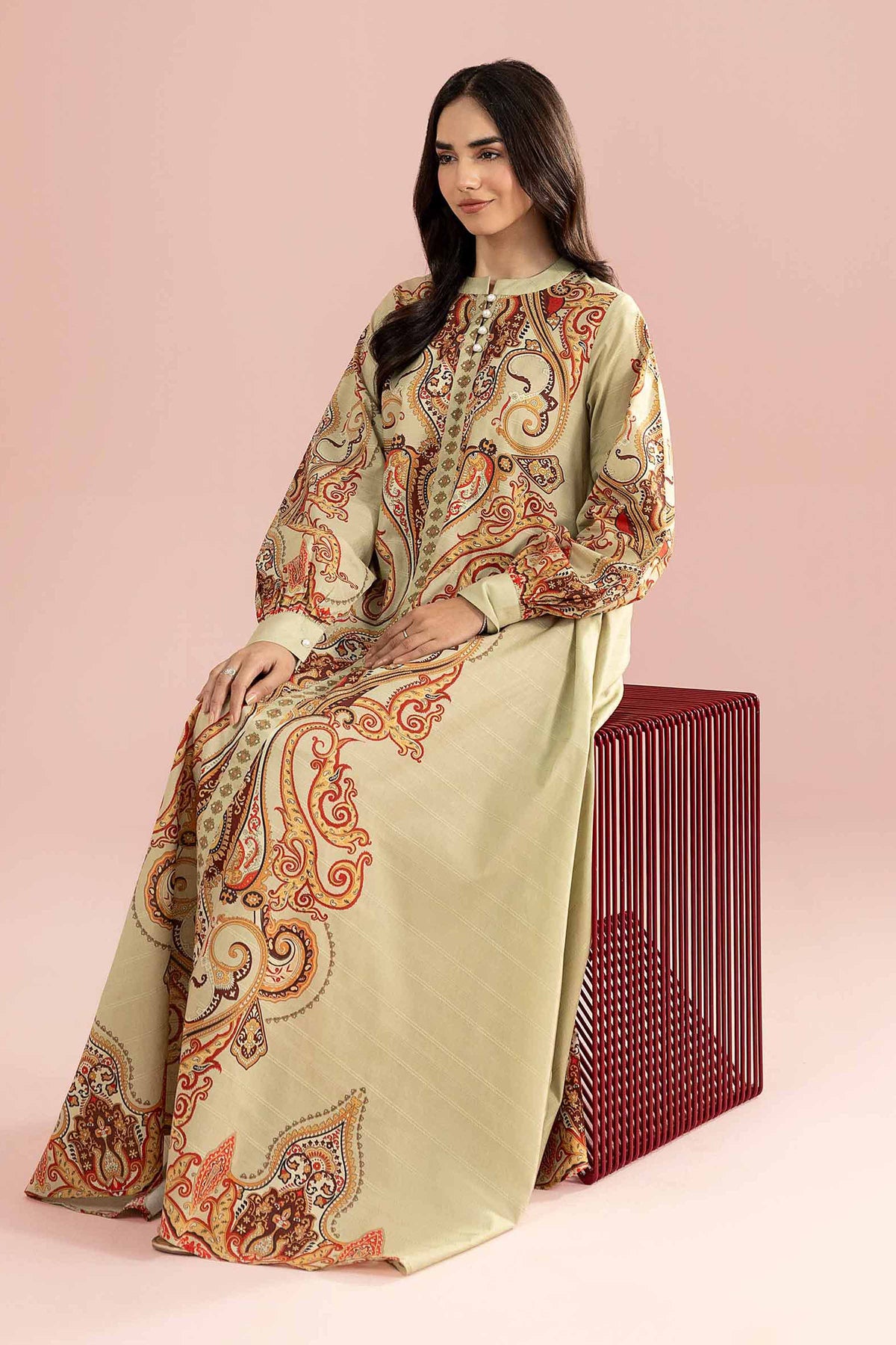 Printed Dress - FE26-45 Green Lawn 1PC Printed