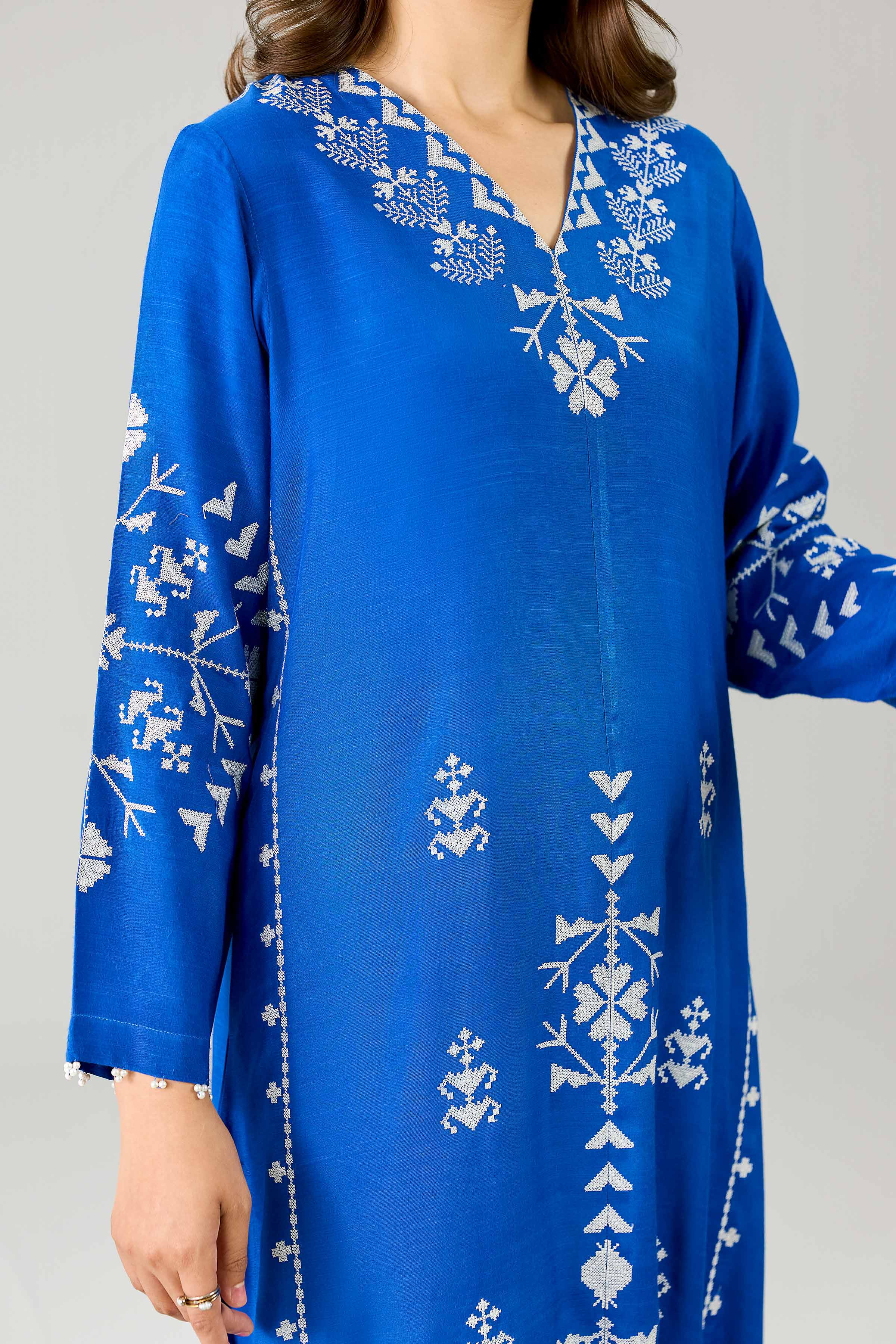 Embroidered Dress - FE26-82 Blue Silk 1PC Embroidered Nishat Australia