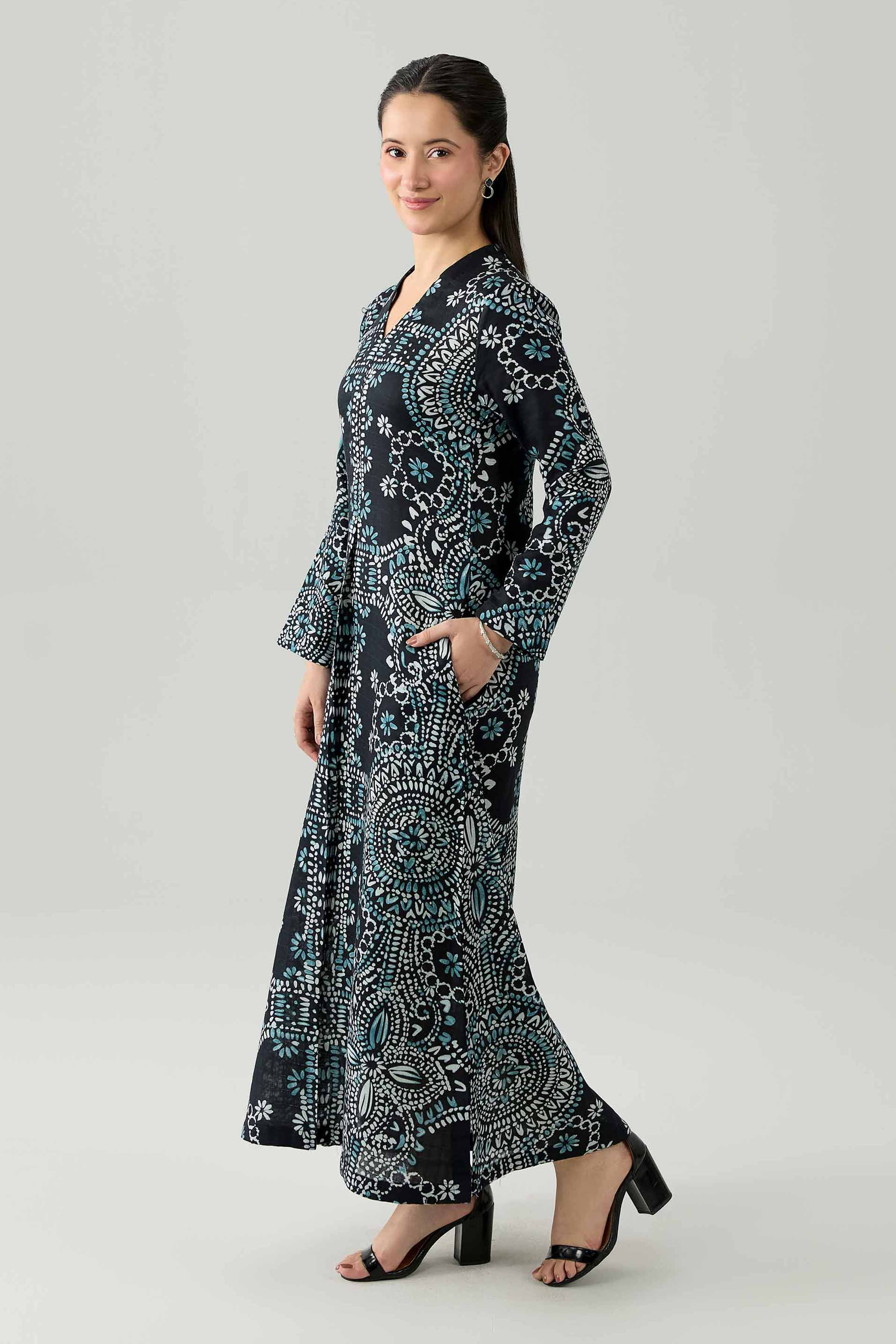 Printed Dress - FS26-08 Black Dobby 1PC Printed Nishat Australia