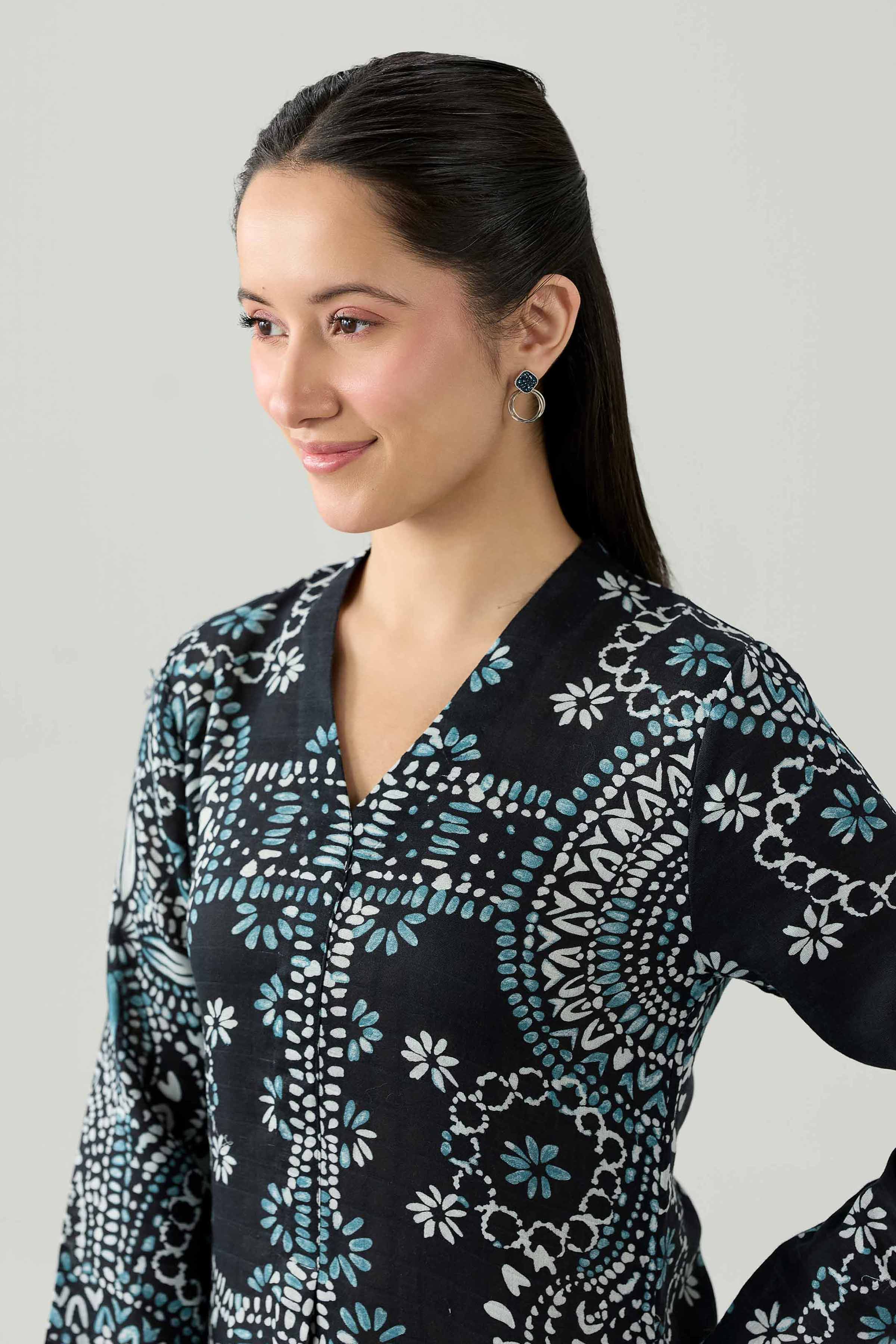 Printed Dress - FS26-08 Black Dobby 1PC Printed Nishat Australia