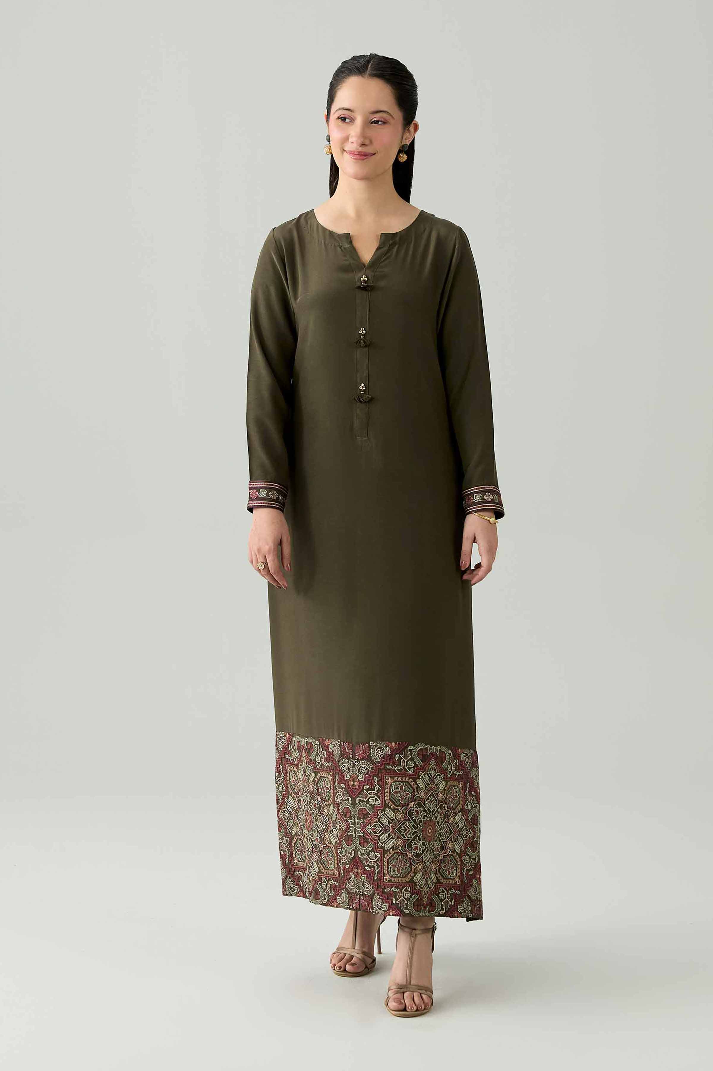 Embroidered Dress - FS26-09 Green Silk 1PC Embroidered Nishat Australia