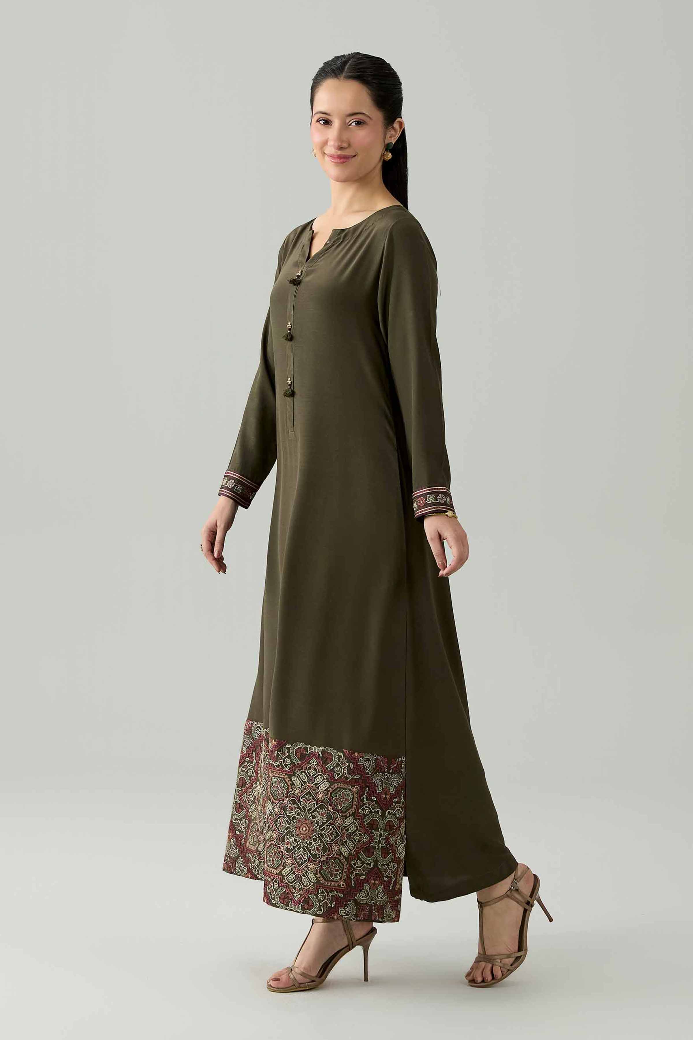 Embroidered Dress - FS26-09 Green Silk 1PC Embroidered Nishat Australia
