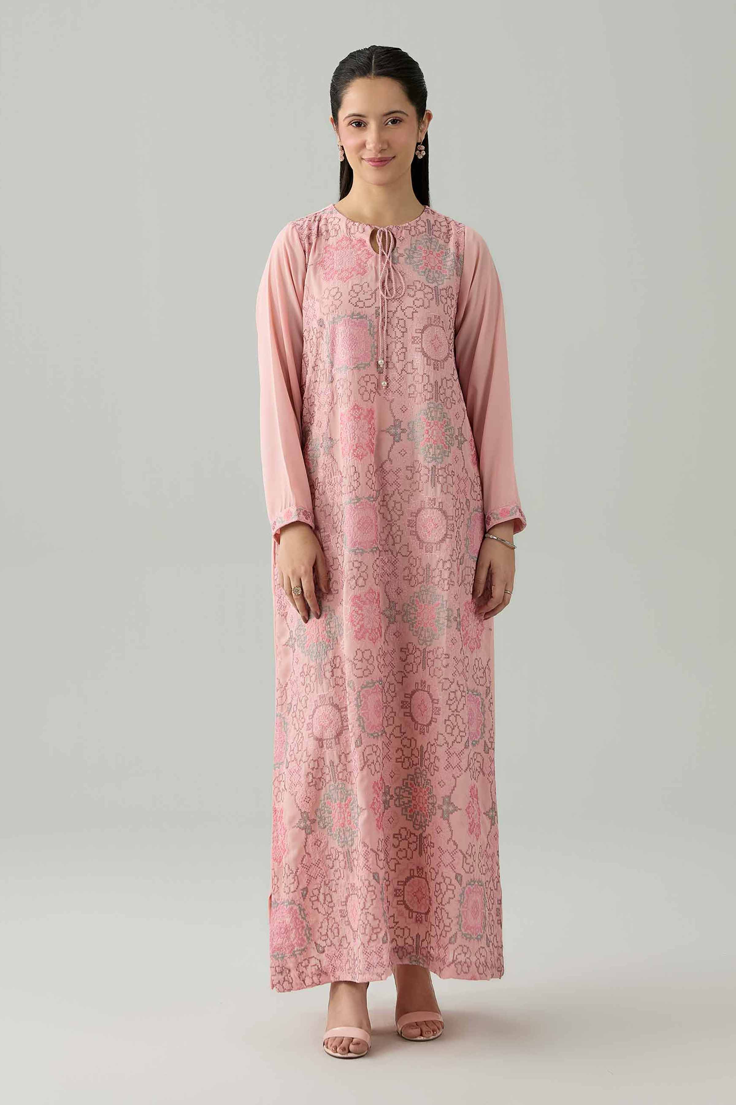 Embroidered Dress - FS26-12 Pink Viscose 1PC Embroidered Nishat Australia