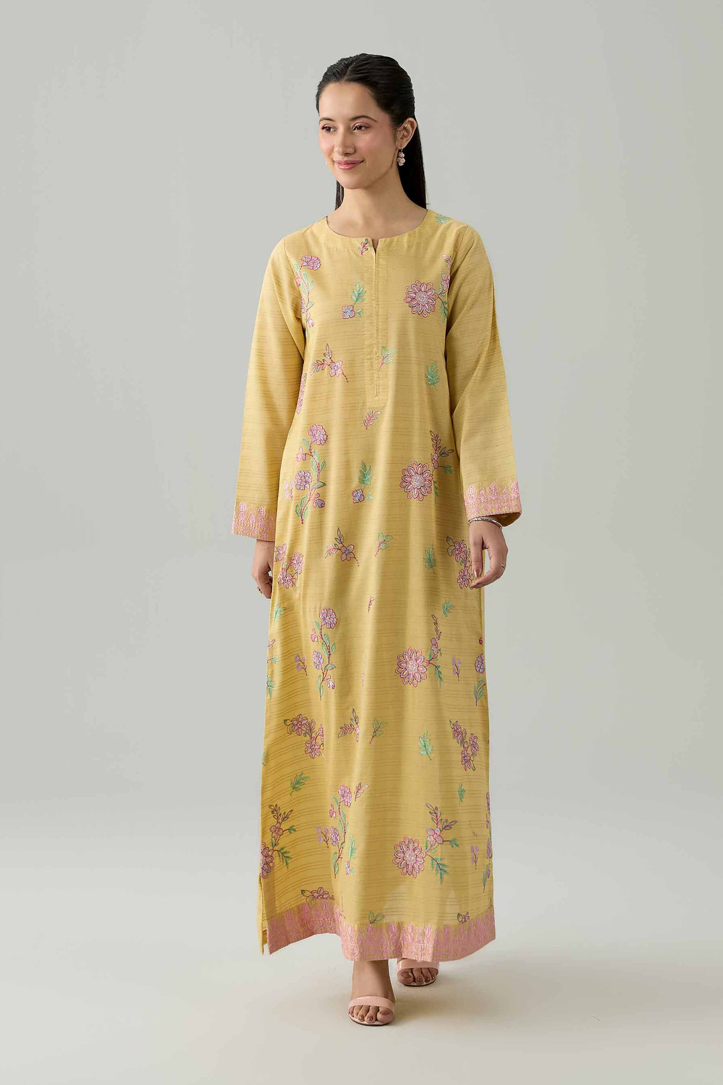 Embroidered Dress - FS26-20 Yellow Dobby 1PC Embroidered Nishat Australia