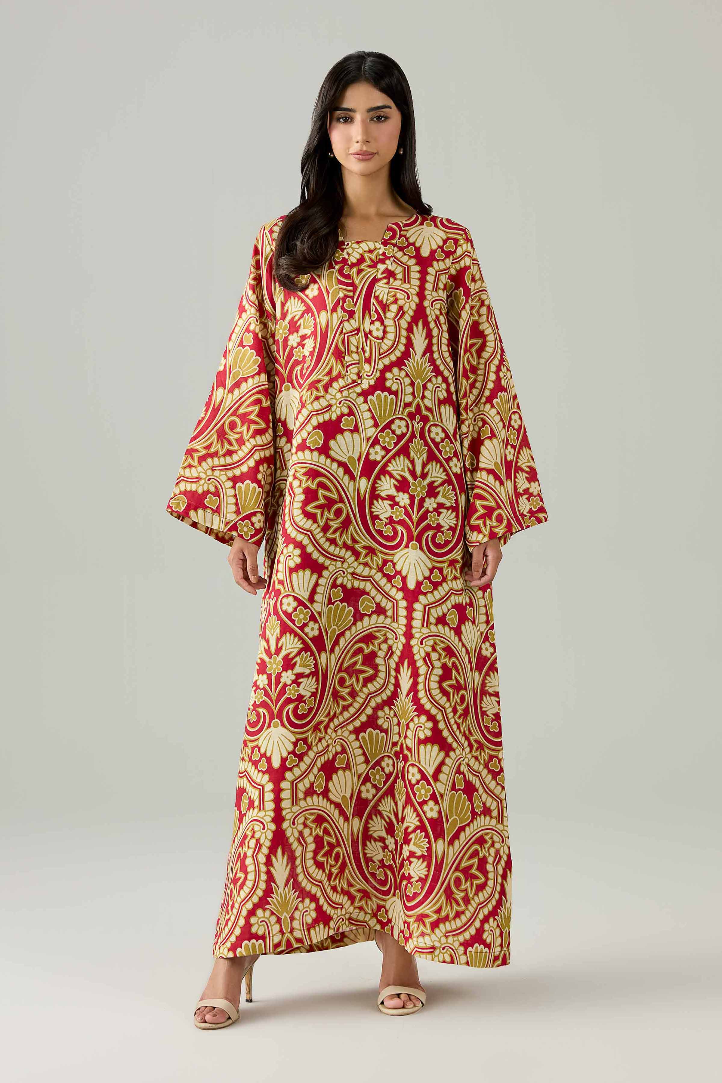 Printed Dress - FS26-21 Red Dobby 1PC Printed Nishat Australia