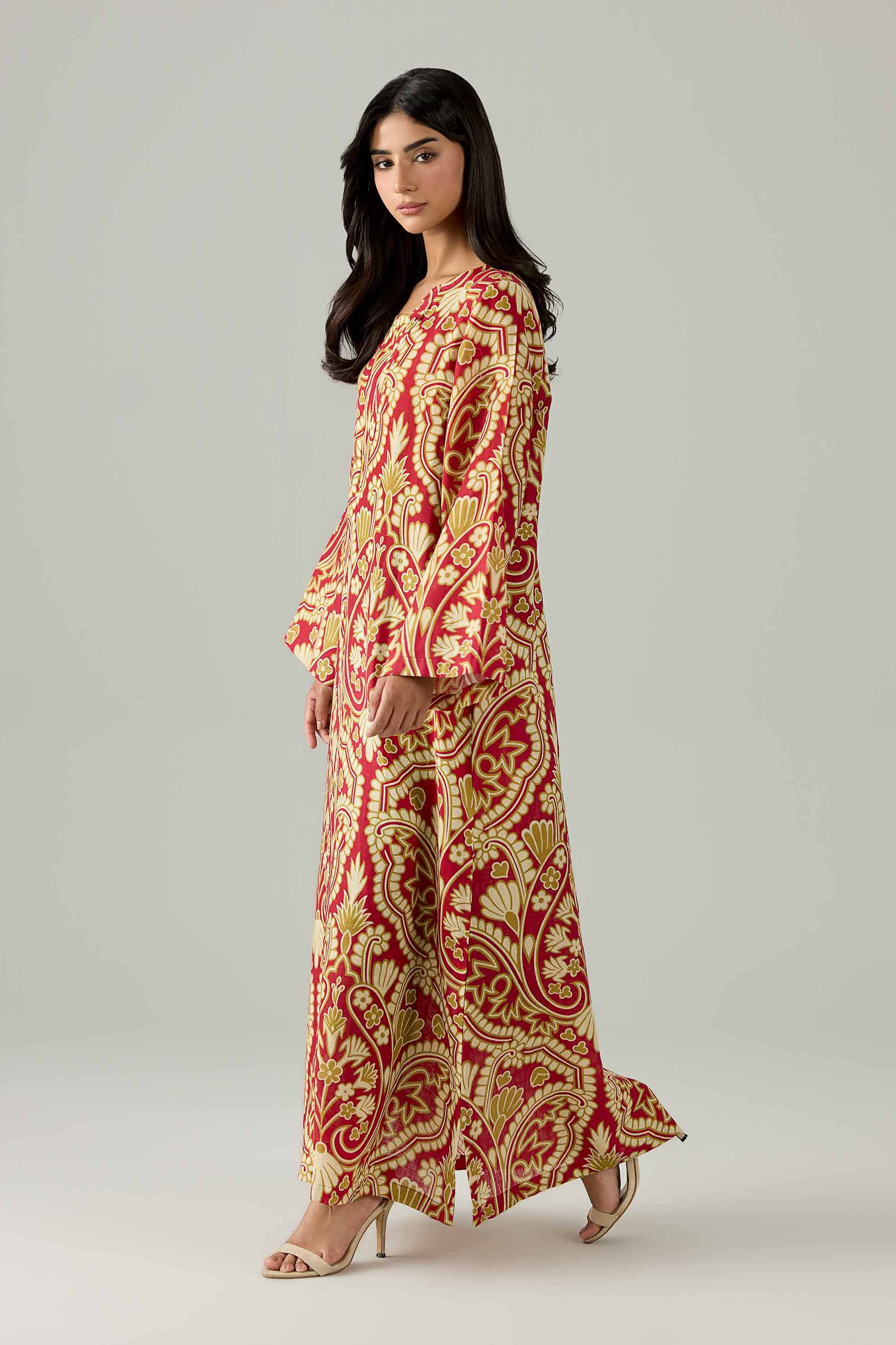 Printed Dress - FS26-21 Red Dobby 1PC Printed Nishat Australia