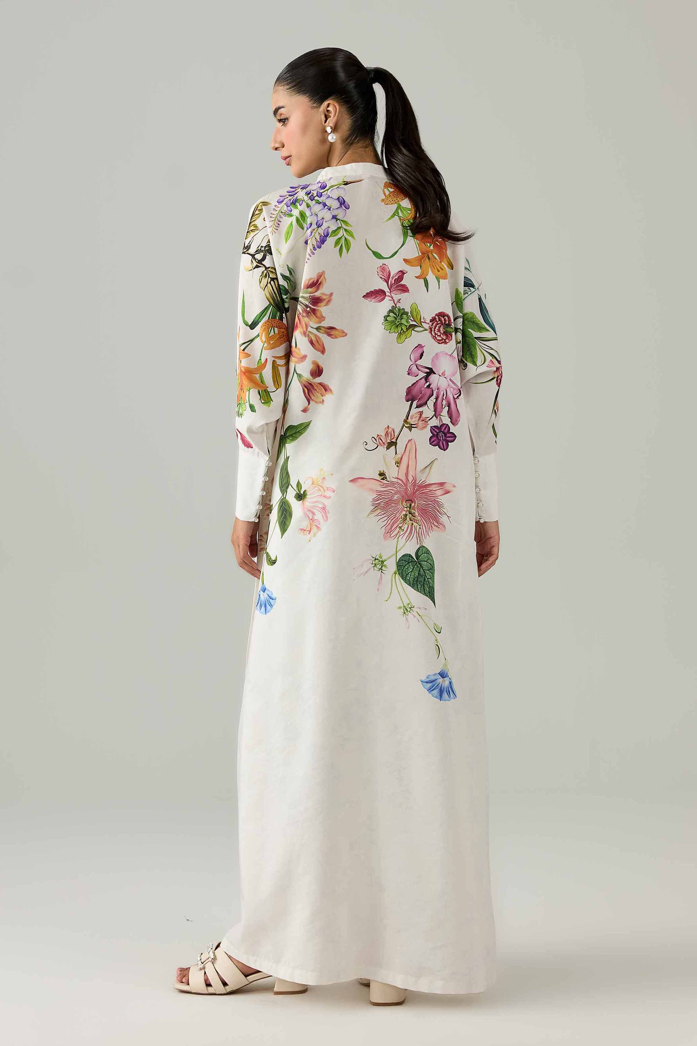 Printed Dress - FS26-25 White Silk 1PC Printed Nishat Australia