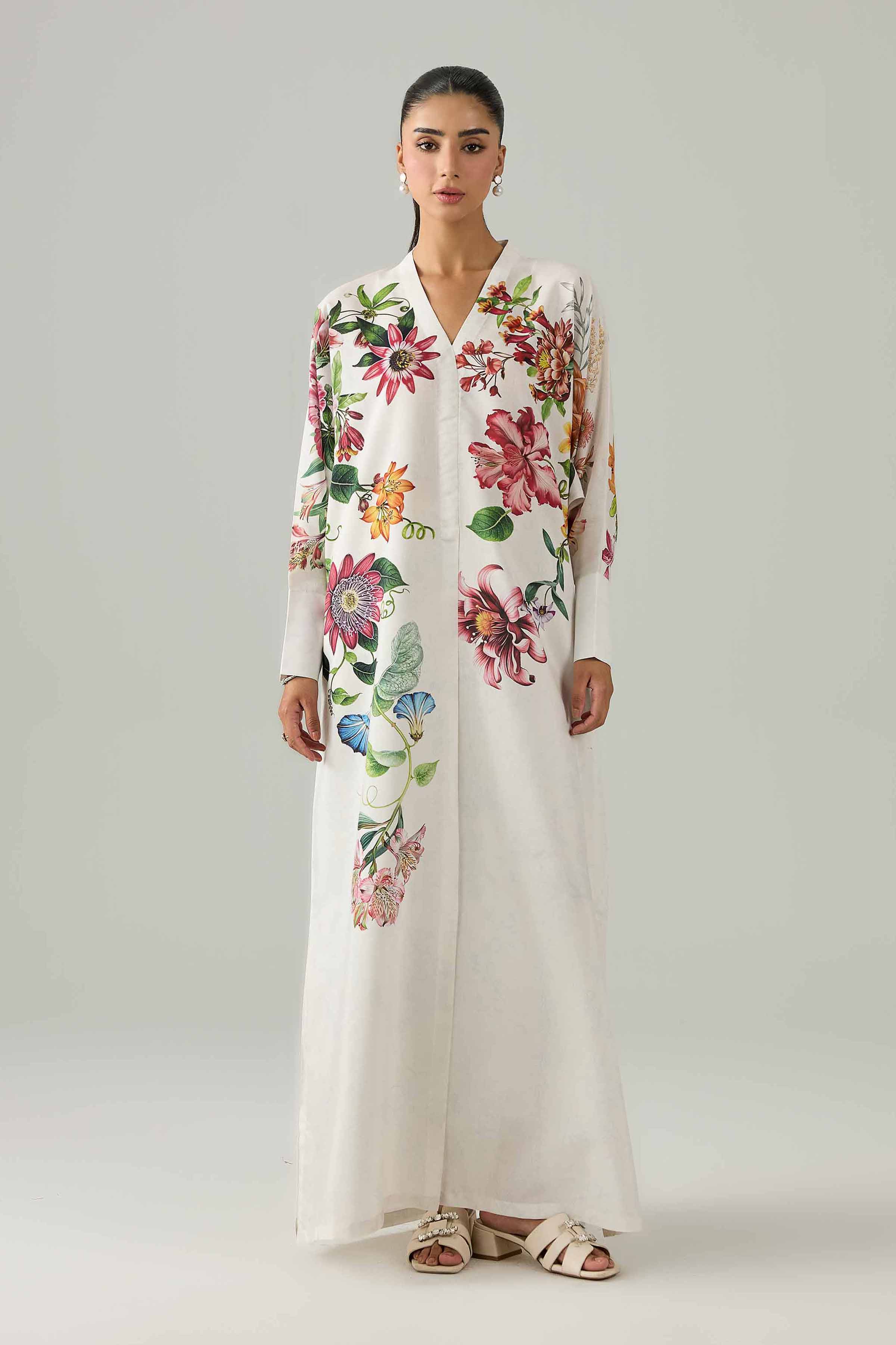 Printed Dress - FS26-25 White Silk 1PC Printed Nishat Australia