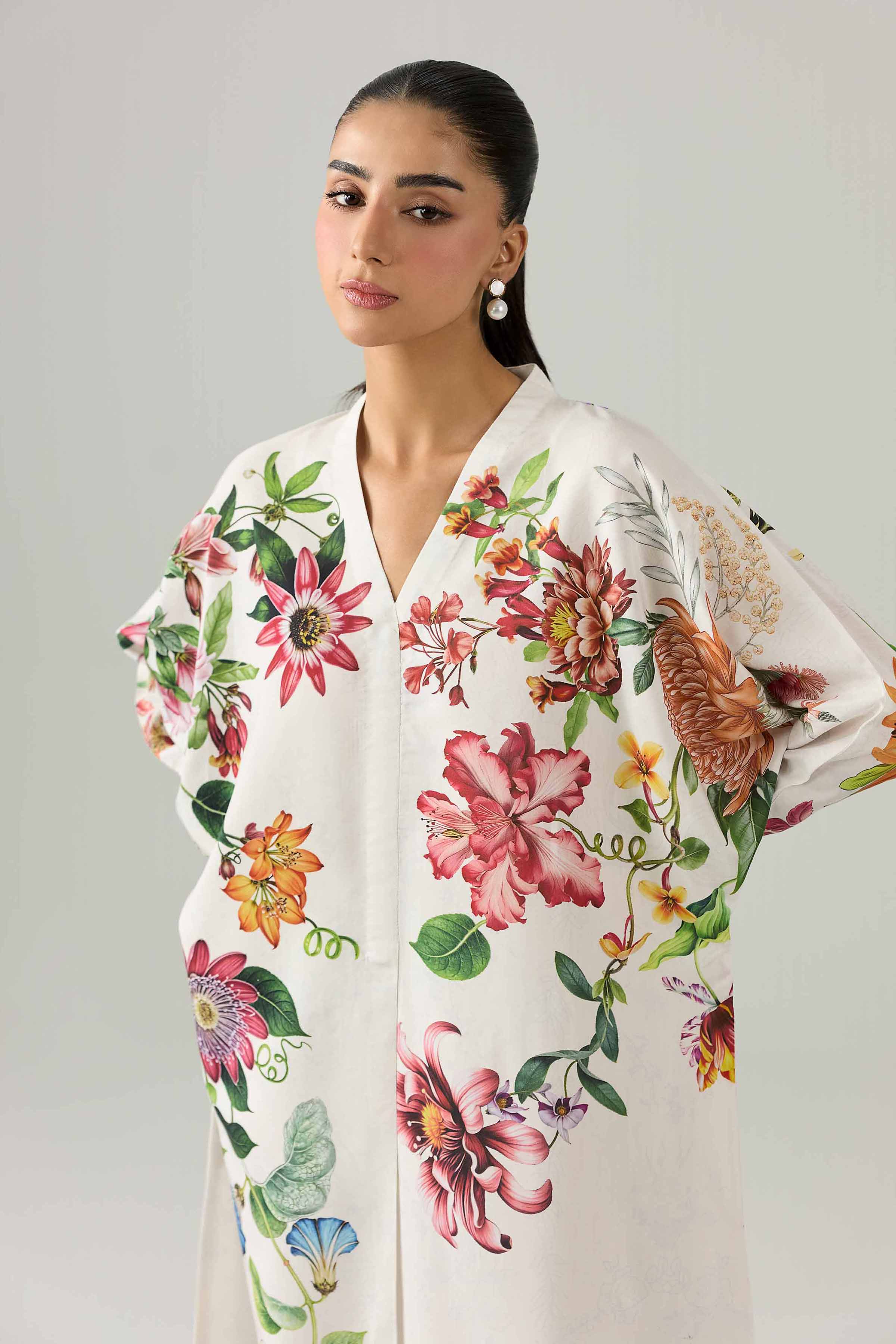 Printed Dress - FS26-25 White Silk 1PC Printed Nishat Australia