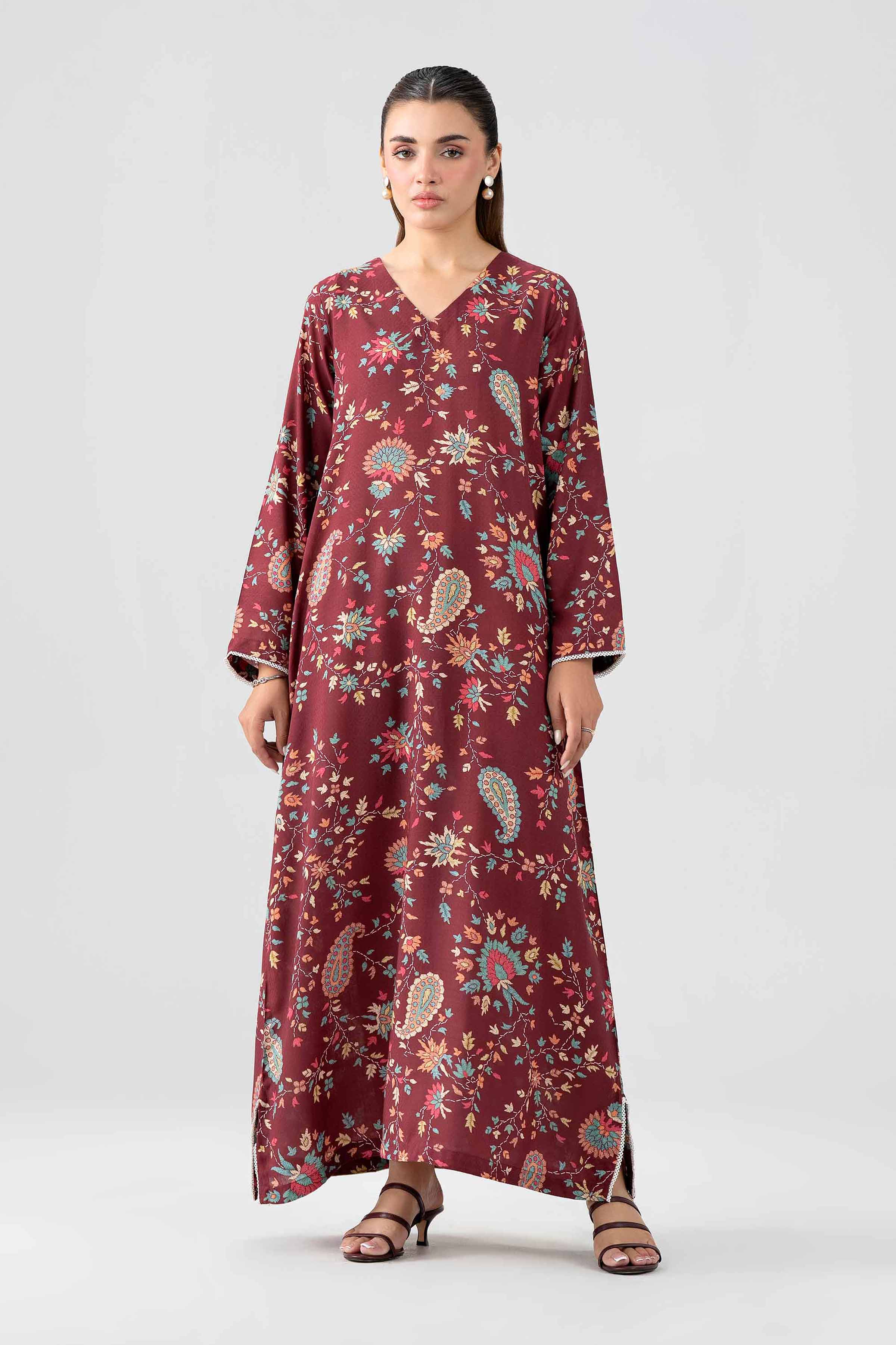 Printed Dress - FS26-28 Red Dobby 1PC Printed Nishat Australia